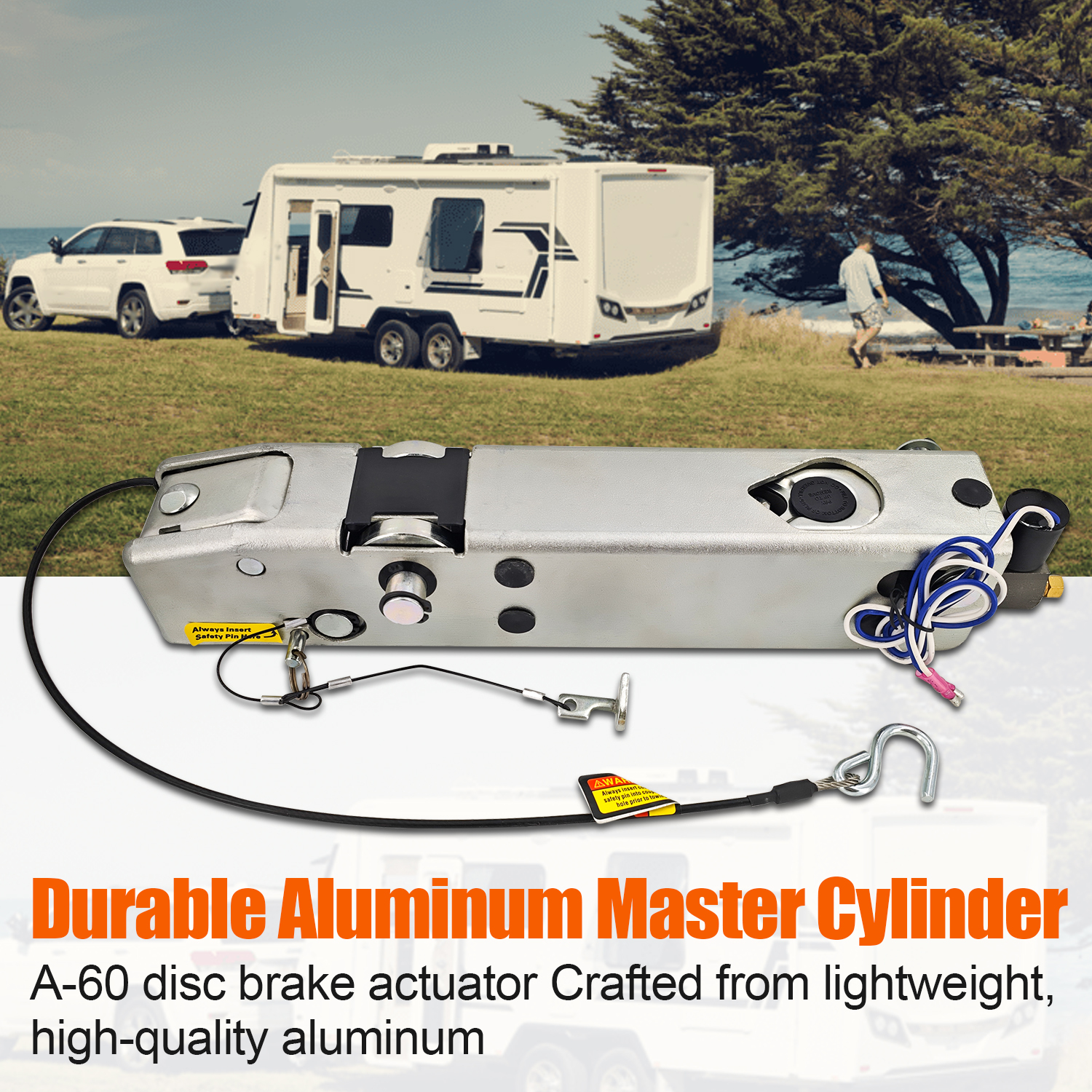 A-60 34044 Hydraulic Surge Brake Actuator – Fits Tandem Axle Trailers, Disc Brakes, Inner Slide, 7500 lbs, 2" Ball Coupler