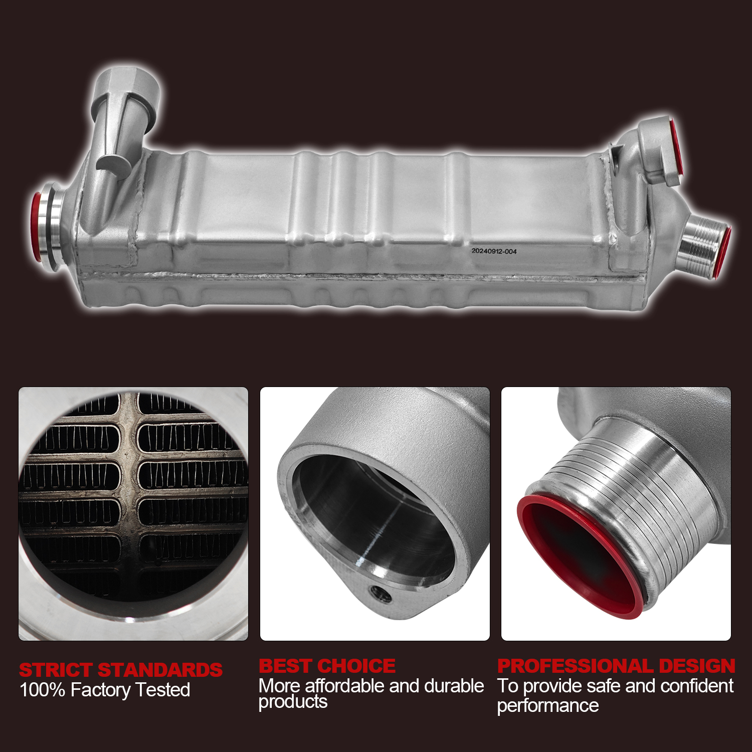 EGR Cooler with Hose & Clamps for 2008-2016 Mack MP8 D13 Engine 12.8L VAH VHD VNL VNM CXU; for 2008-2016 Volvo D13 Engine 12.8L