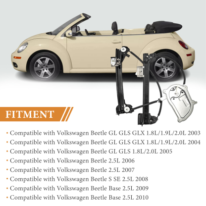 Front Left Driver Side Power Window Regulator for Volkswagen Beetle Convertible 2003-2010