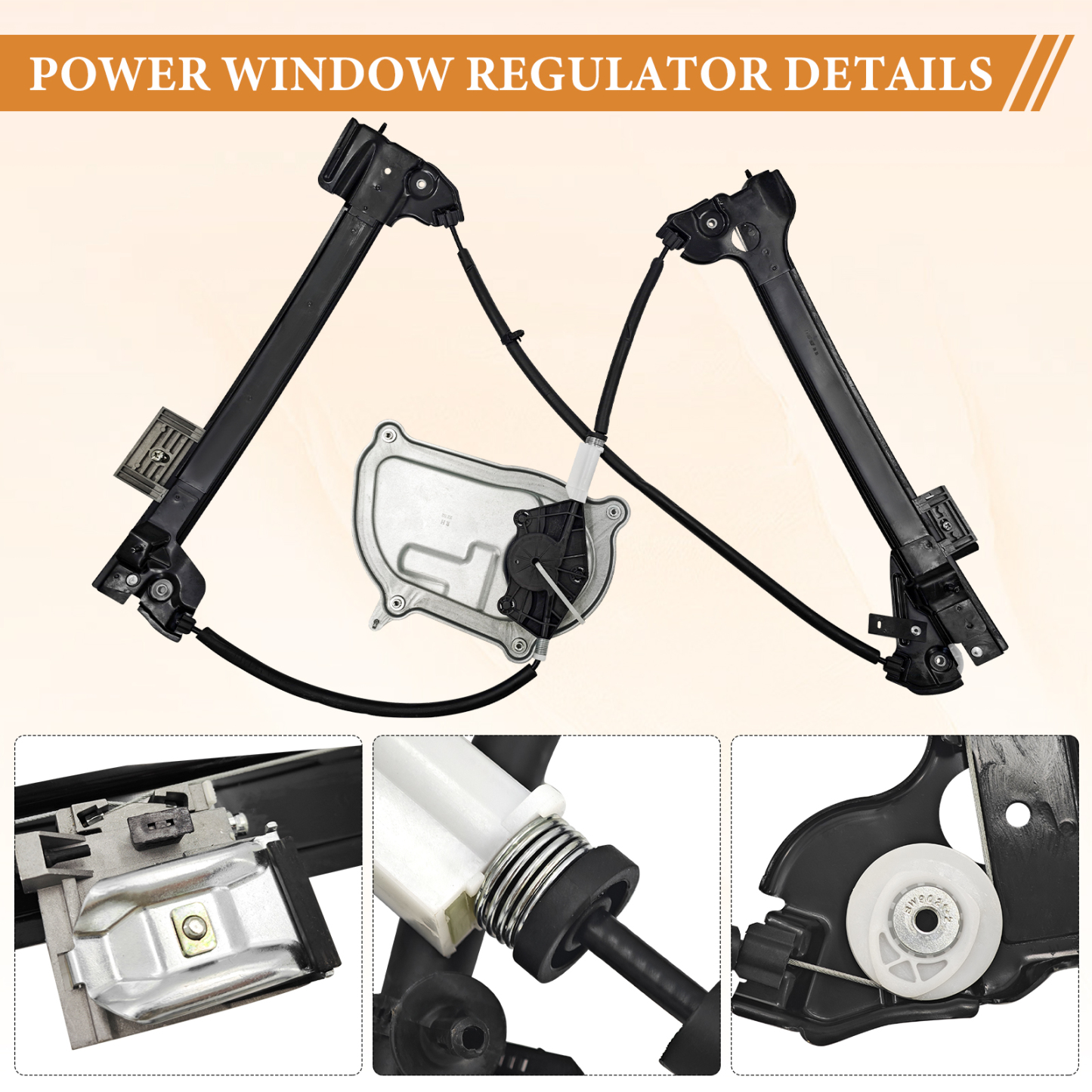 Front Right Passenger Side Power Window Regulator for Volkswagen Beetle Convertible 2003-2010