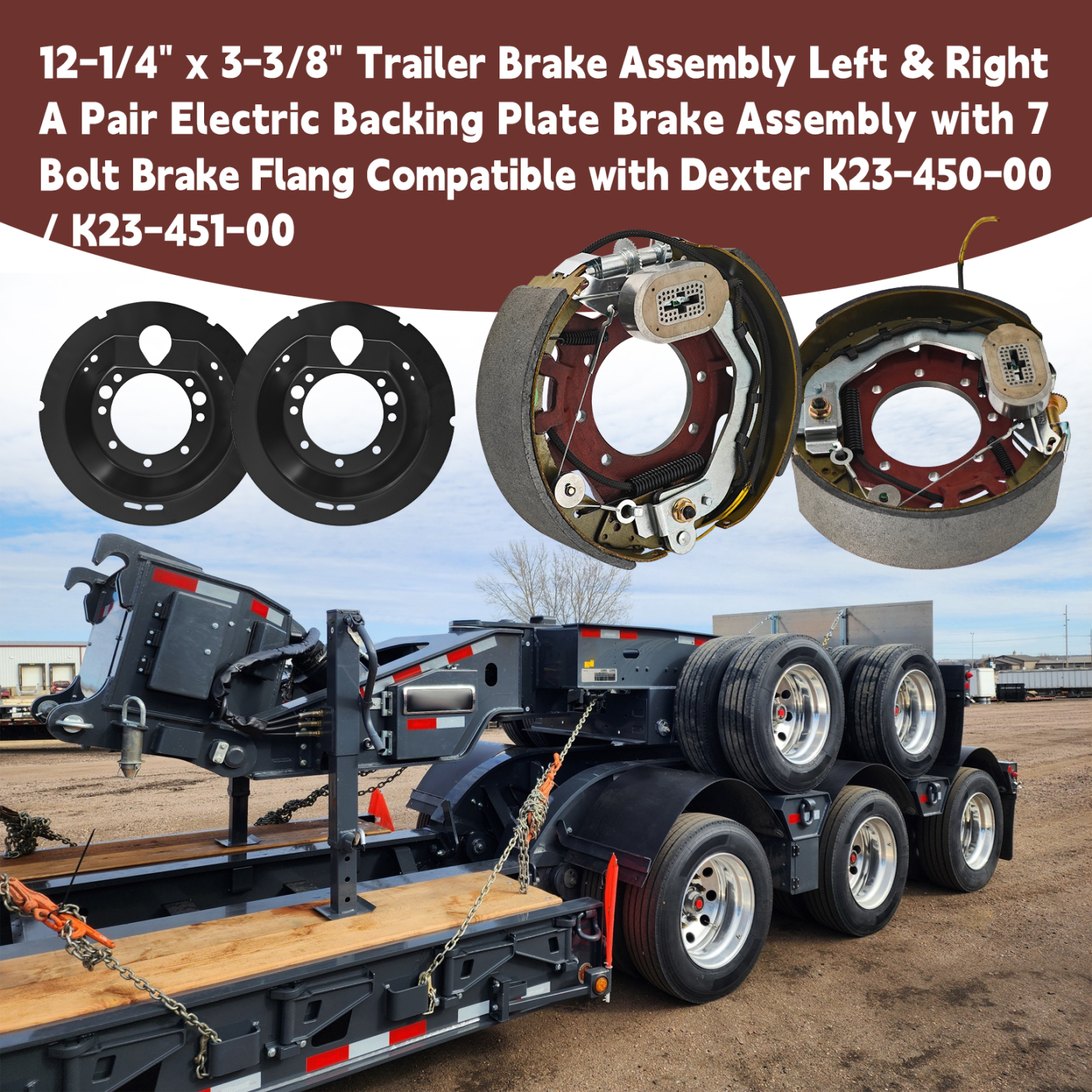 Electric Trailer Brake Assembly 12-1/4" x 3-3/8" Compatible with Dexter 9k to 10k lb Axles, Left & Right