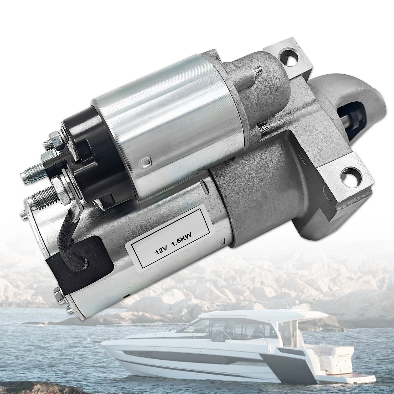 12v 1.5kw Starter Motor Assembly 11T Fit for Volvo Penta Engine V6-200 V6-240 V6-280 V8-300 V8-350 V8-380 V8-430 4.3L 6.2L