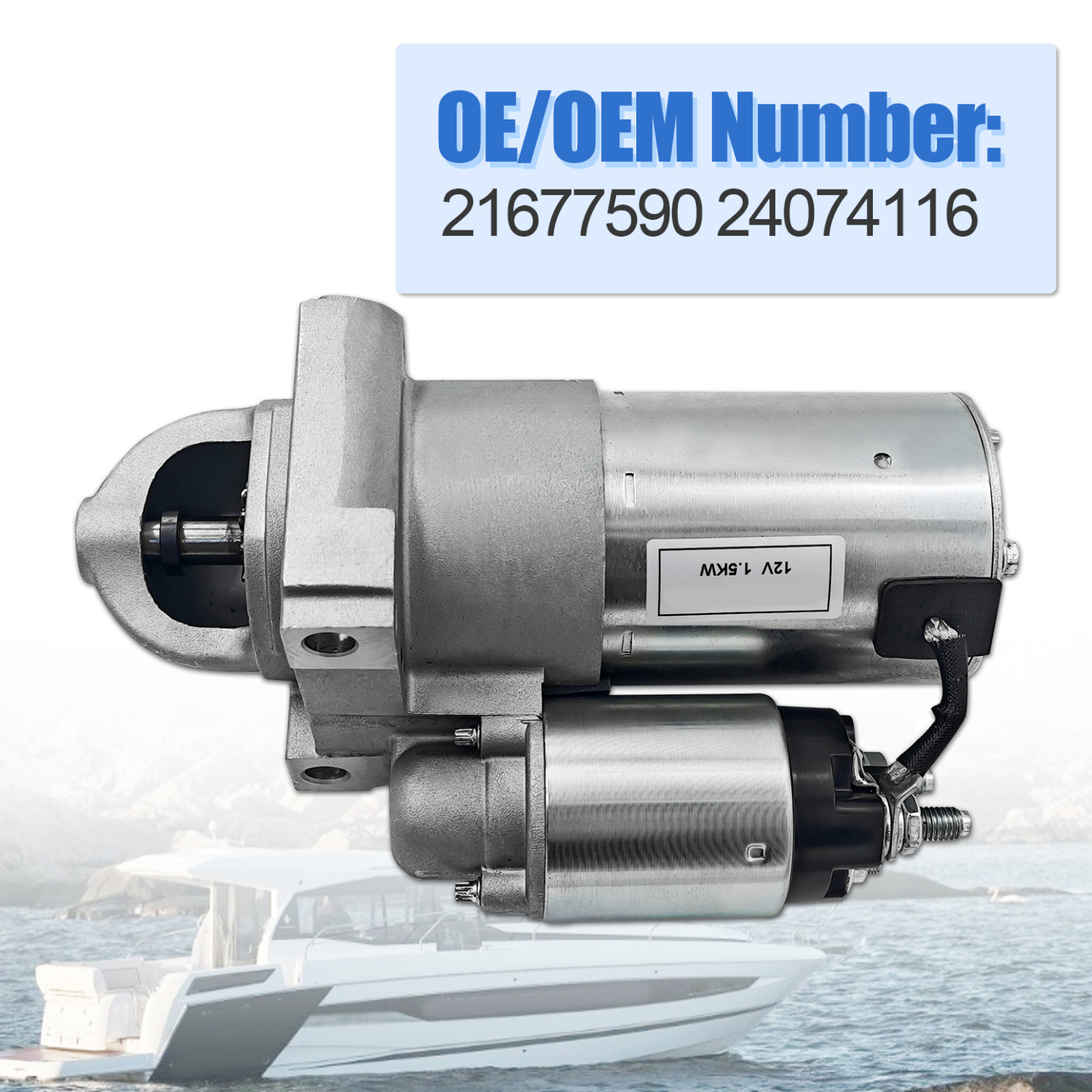 12v 1.5kw Starter Motor Assembly 11T Fit for Volvo Penta Engine V6-200 V6-240 V6-280 V8-300 V8-350 V8-380 V8-430 4.3L 6.2L