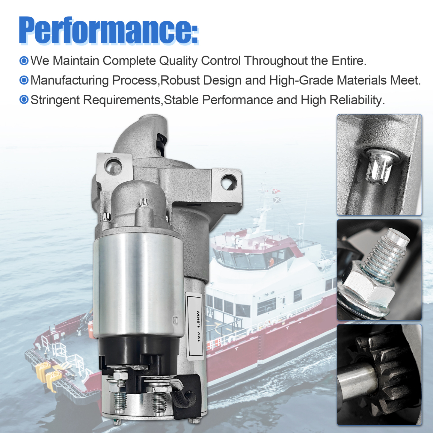 12v 1.5kw Starter Motor Assembly 11T Fit for Volvo Penta Engine V6-200 V6-240 V6-280 V8-300 V8-350 V8-380 V8-430 4.3L 6.2L