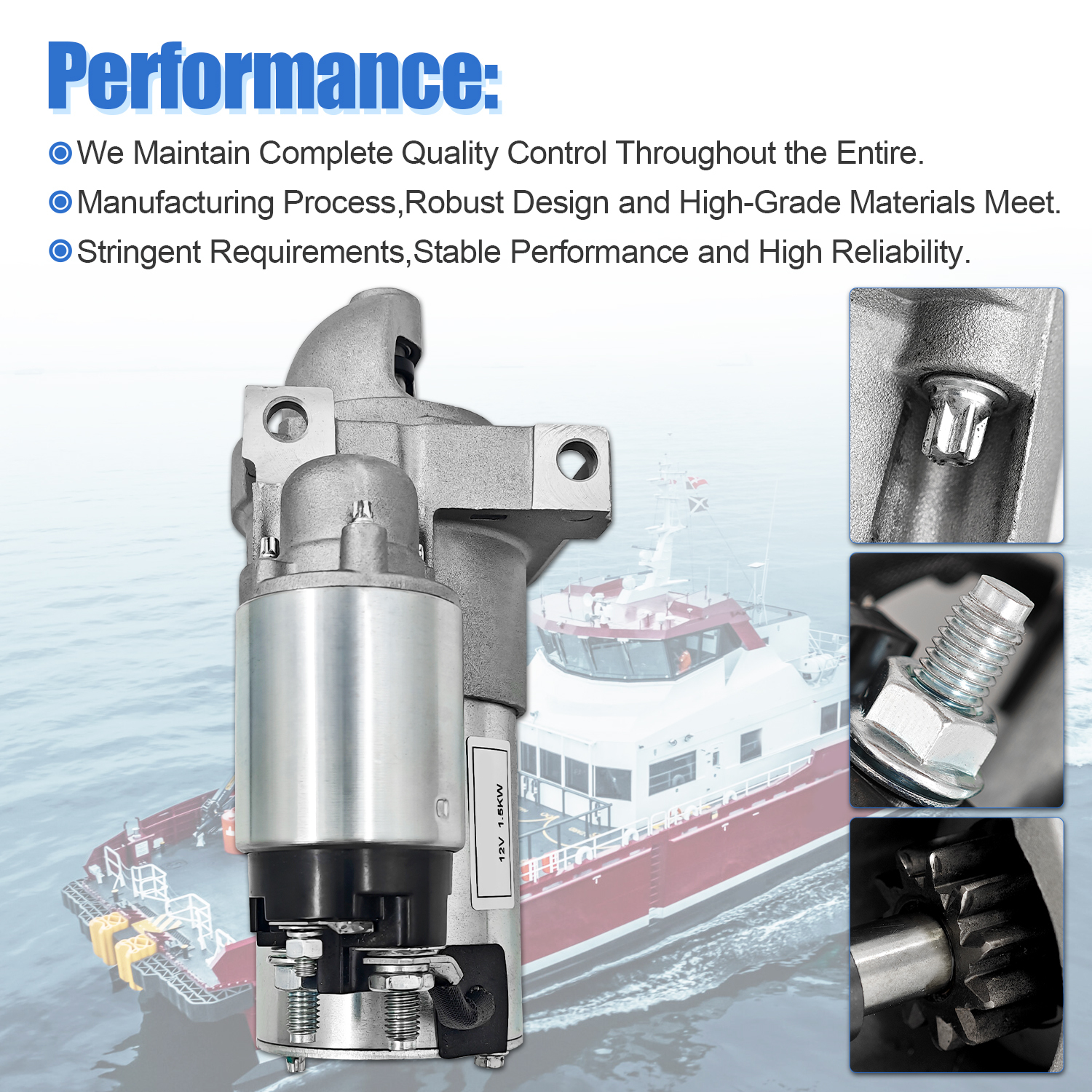 12v 1.5kw Starter Motor Assembly 11T Fit for Volvo Penta Engine V6-200 V6-240 V6-280 V8-300 V8-350 V8-380 V8-430 4.3L 6.2L