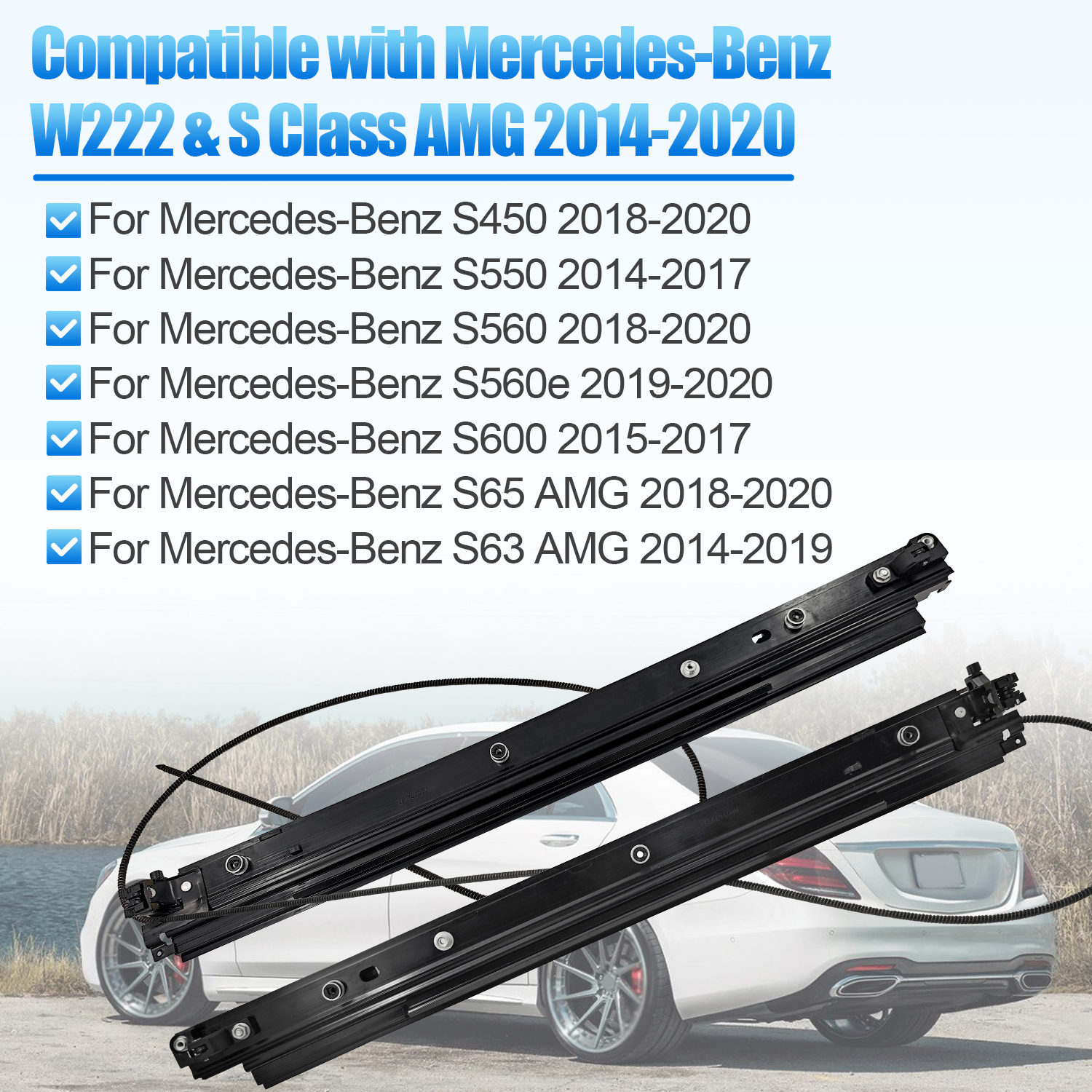 A2227800100 Left & Right Panoramic Sunroof Sliding Track For 2014-2020 Mercedes W222 & S Class AMG