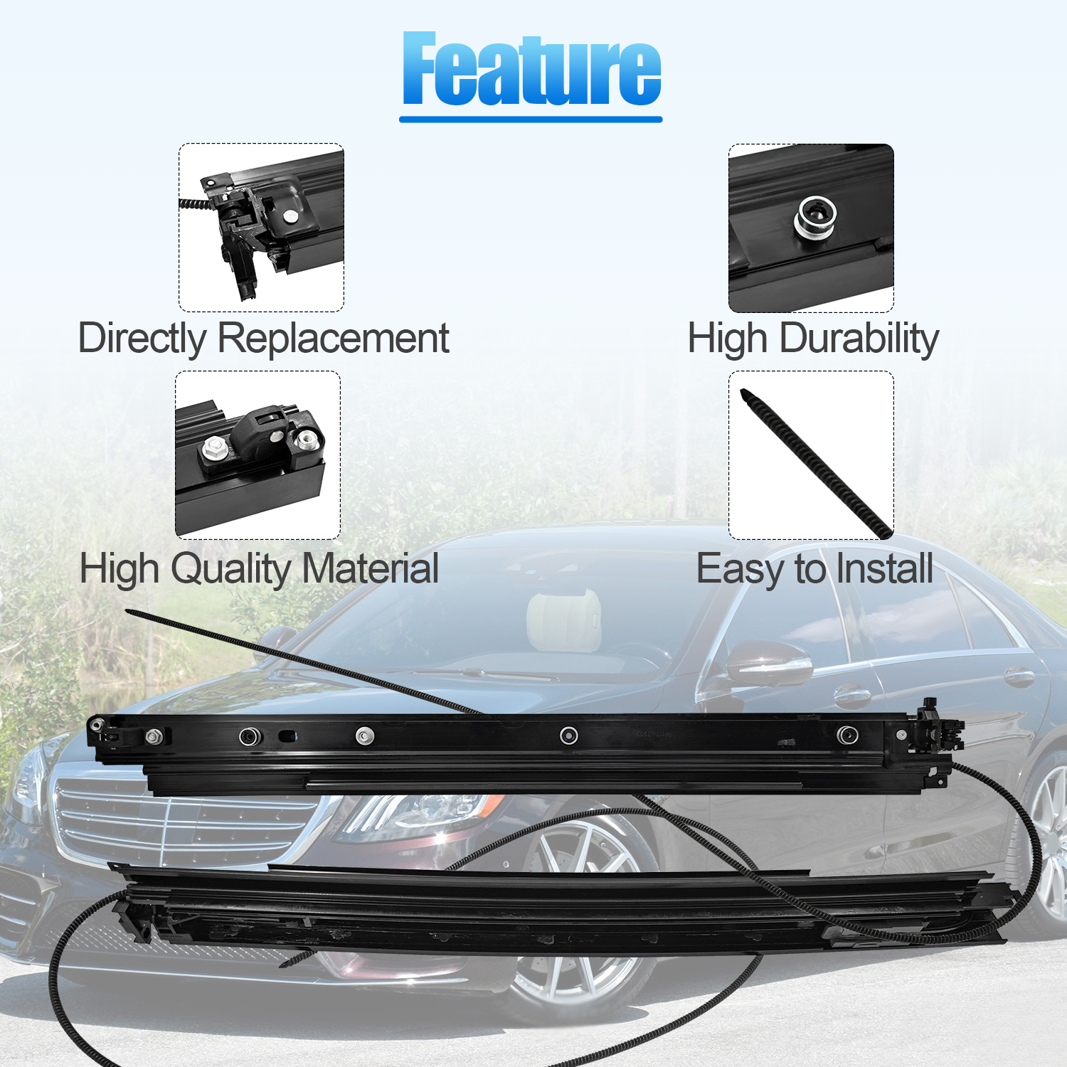 A2227800100 Left & Right Panoramic Sunroof Sliding Track For 2014-2020 Mercedes W222 & S Class AMG