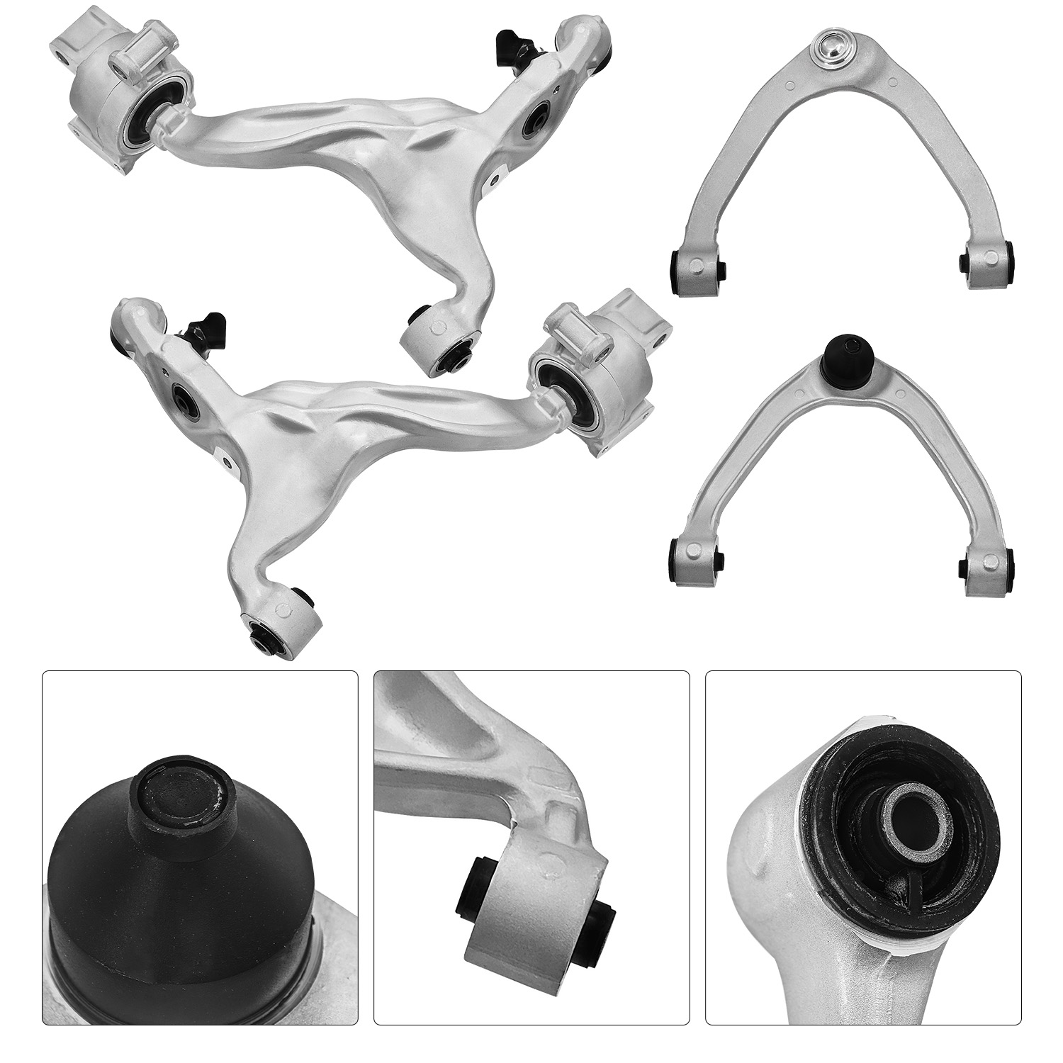 Front Lower & Upper Control Arm Kit (AWD) Compatible with Infiniti Q50 2014–2020 & Q60 2017–2020 – Left & Right, Driver & Passenger Side – Replaces 54501-4GE0B, 54500-4GE0B, 54524-JL00C, 54525-JL00C