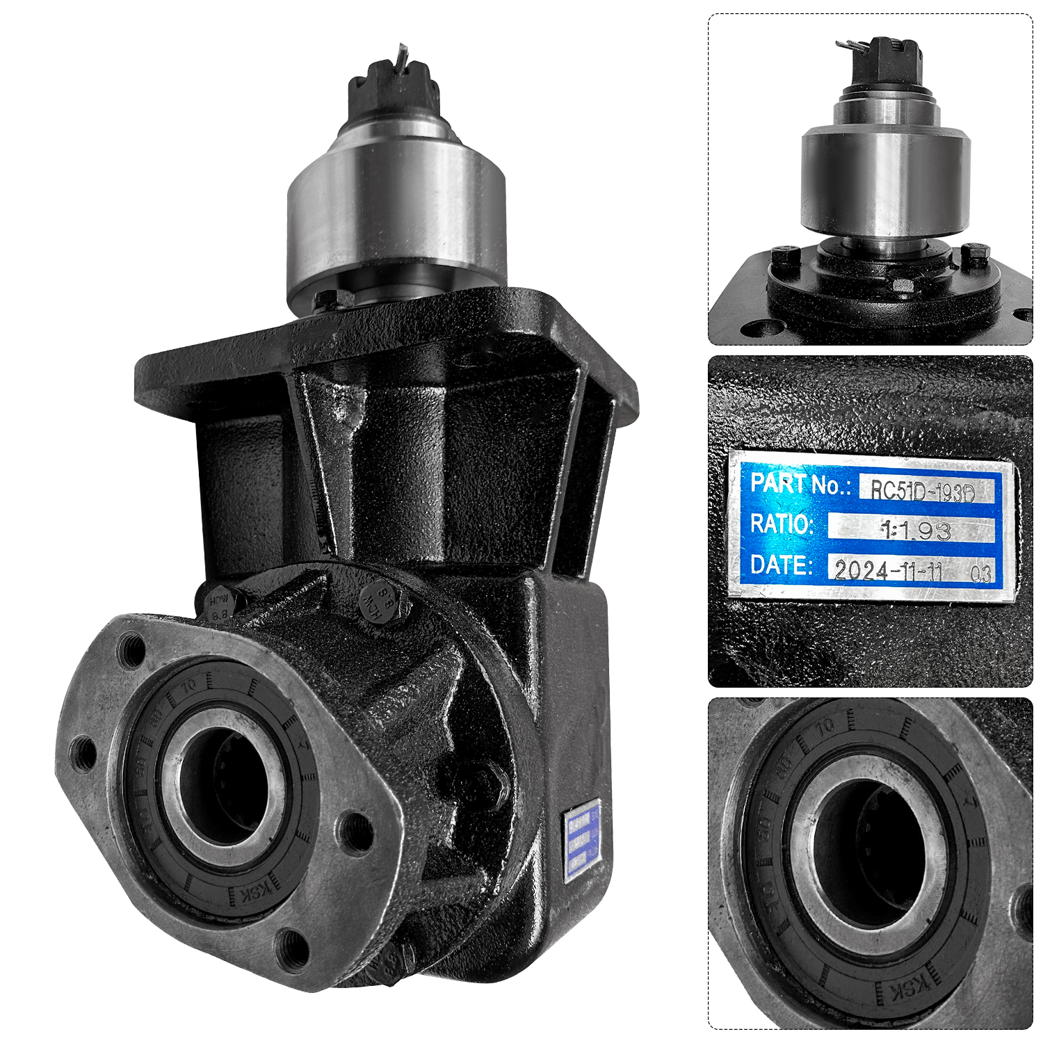 Hydraulic Brush Cutter Gearbox RC-51H Replacement for Omni Gear | 90° 1.93 Ratio 14-Tooth 1-1/4" Splined Input with Blade Hub