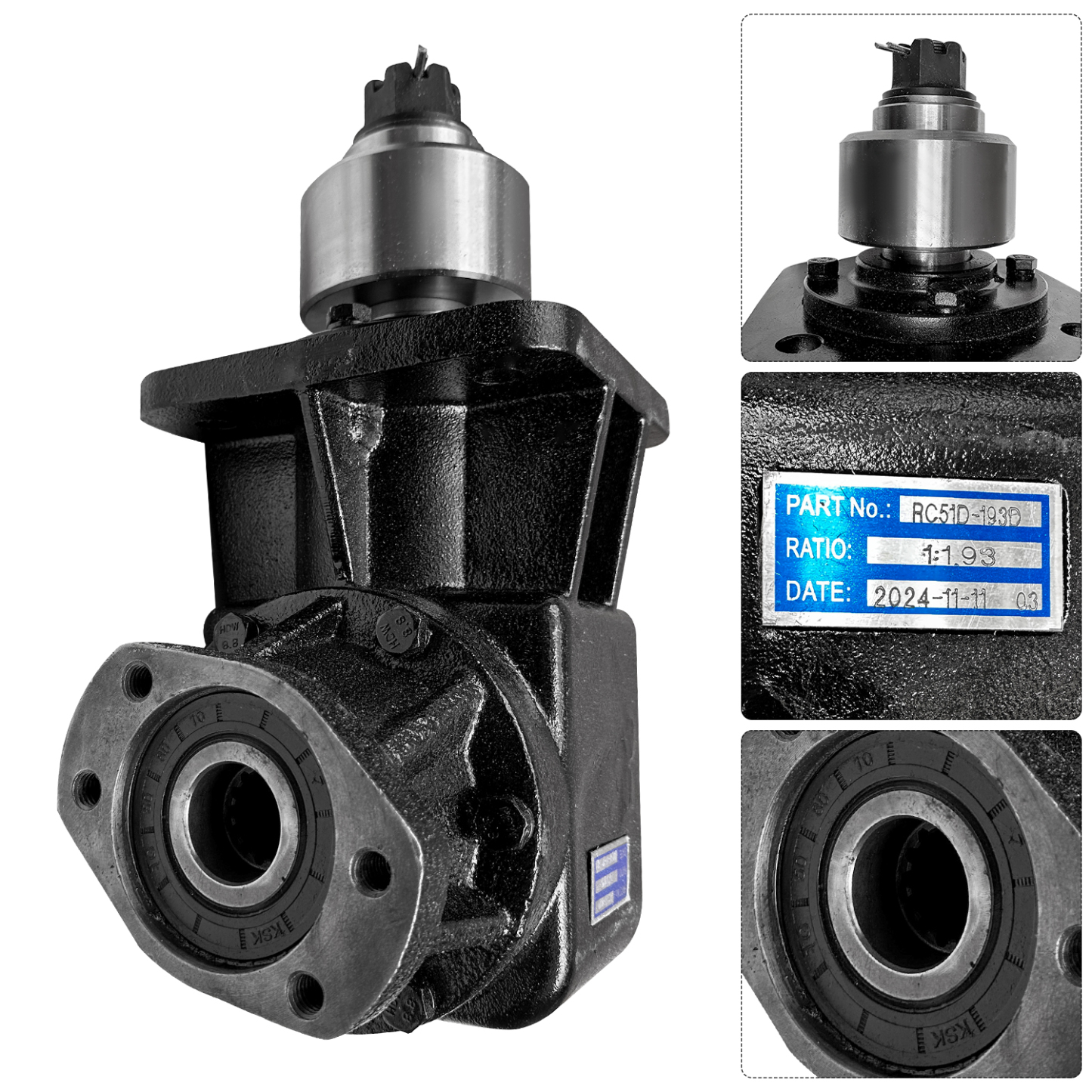 Hydraulic Brush Cutter Gearbox RC-51H Replacement for Omni Gear | 90° 1.93 Ratio 14-Tooth 1-1/4" Splined Input with Blade Hub