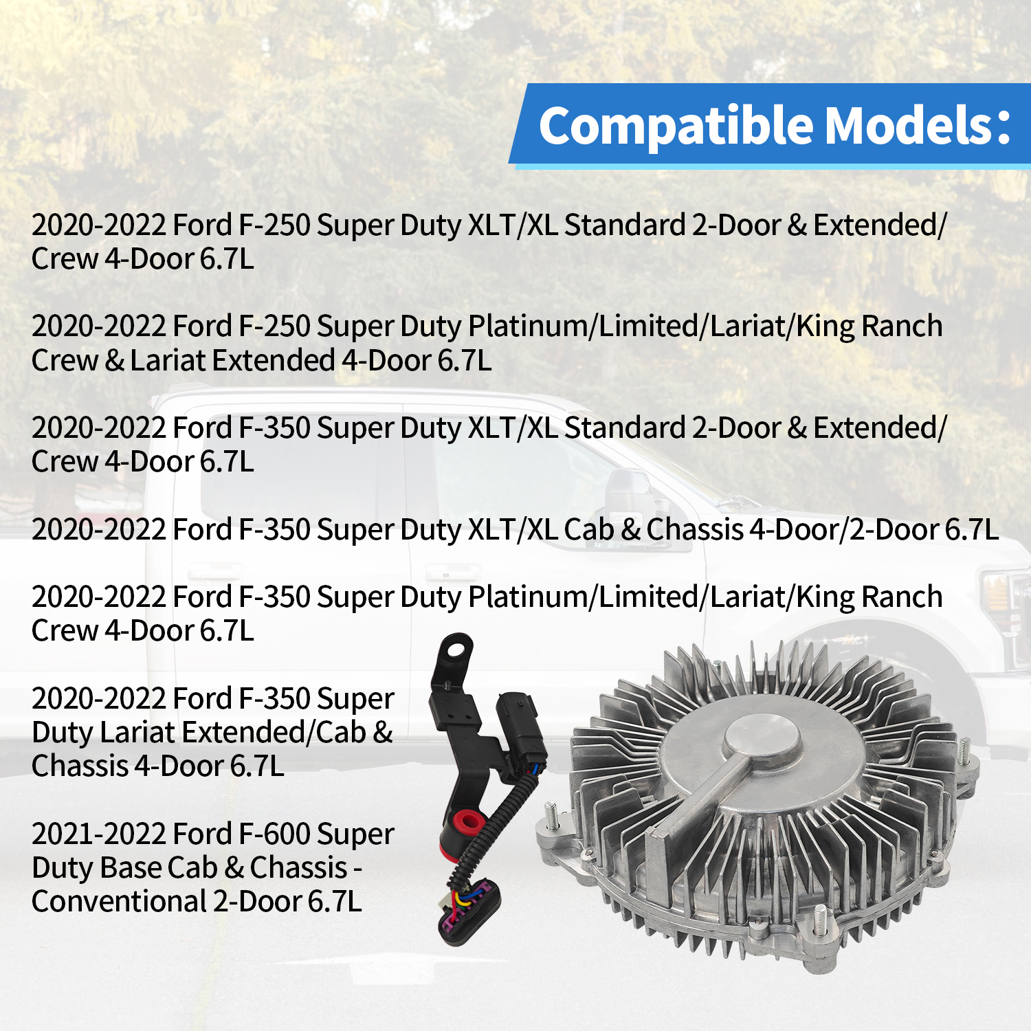 Engine Cooling Fan Clutch Fits for 2020-2022 Ford F-250 F-350 F-600 Super Duty 6.7L V8