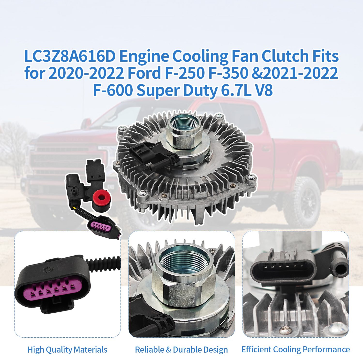 Engine Cooling Fan Clutch Fits for 2020-2022 Ford F-250 F-350 F-600 Super Duty 6.7L V8