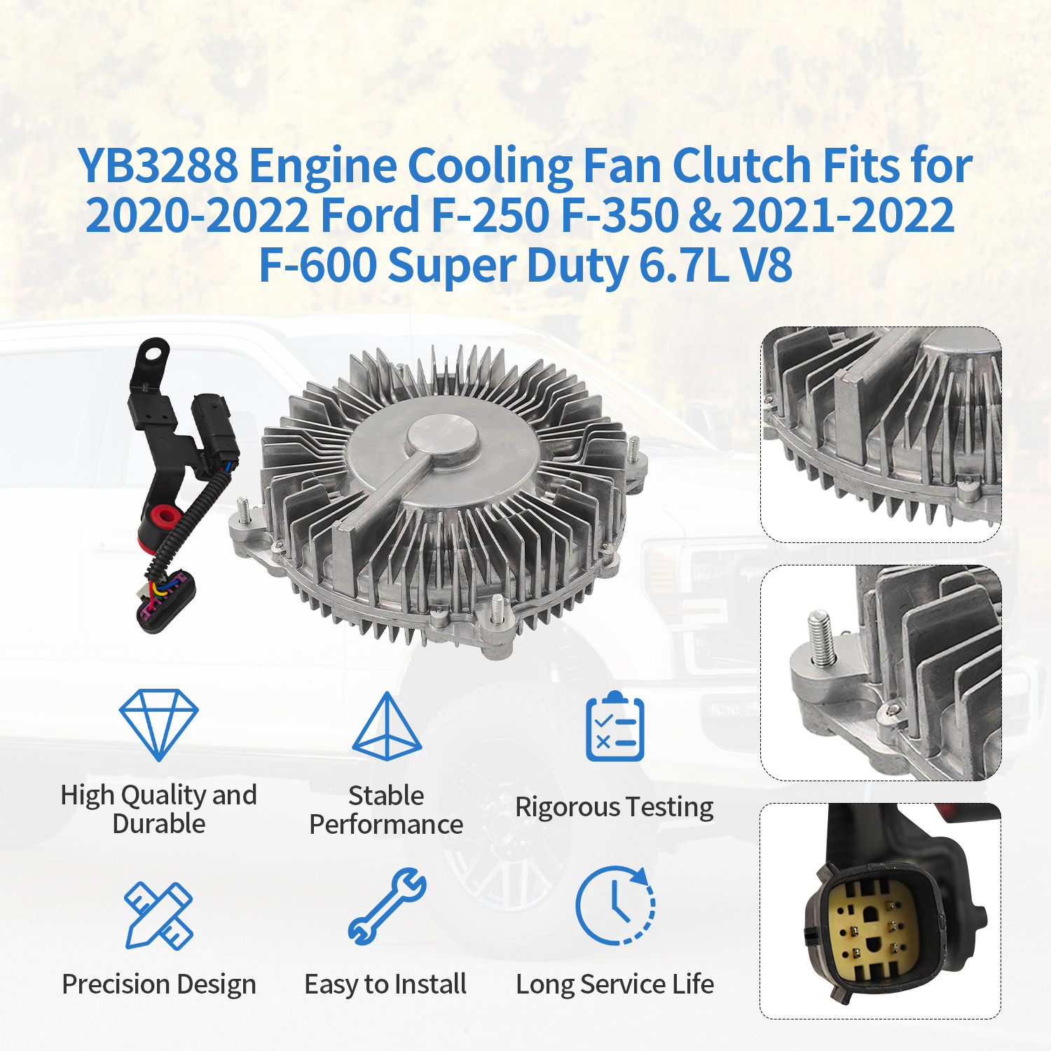 Engine Cooling Fan Clutch Fits for 2020-2022 Ford F-250 F-350 F-600 Super Duty 6.7L V8