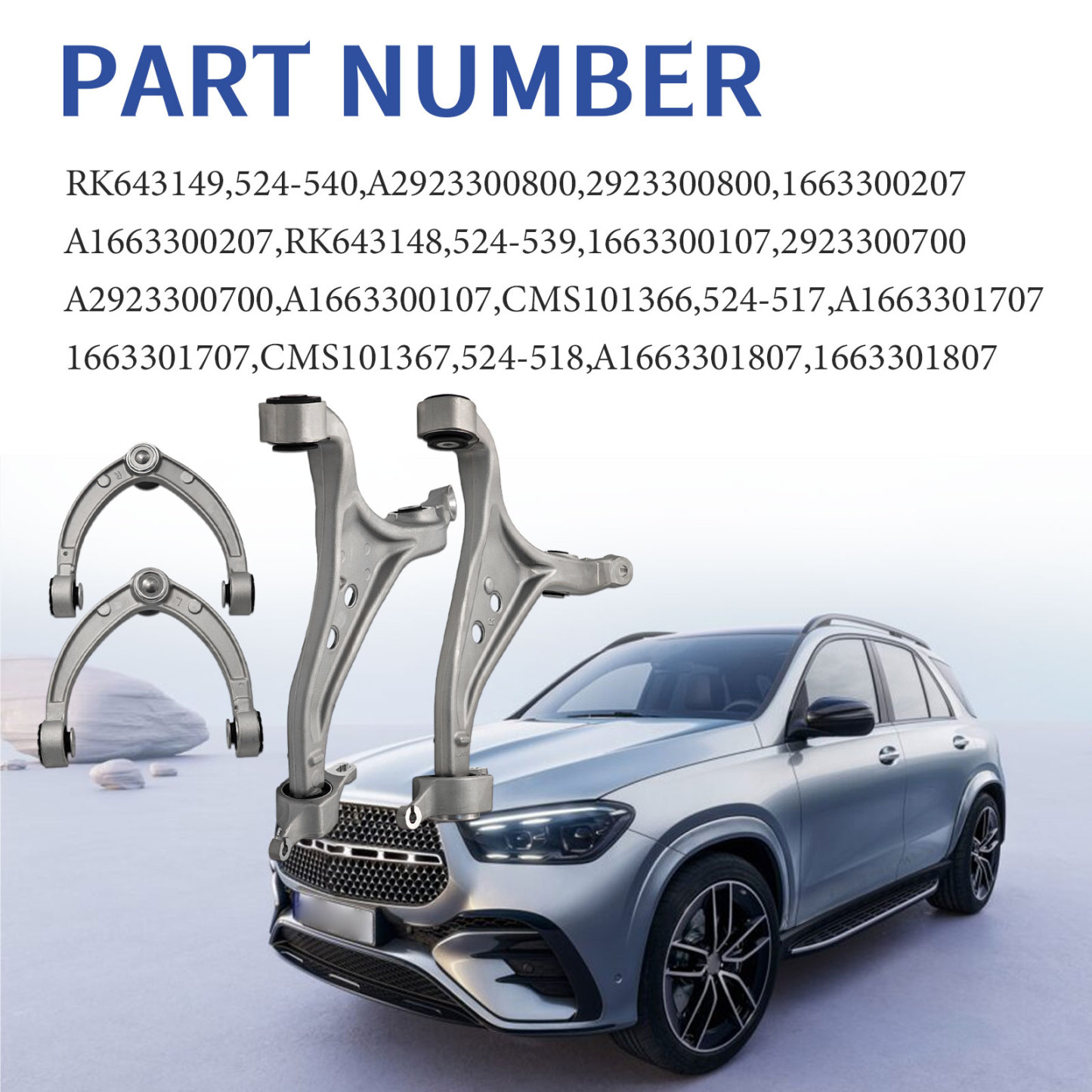 4PCS Front Lower & Upper Control Arms for 2012-2018 Mercedes-Benz X166 GL350 GL450 W166 ML250