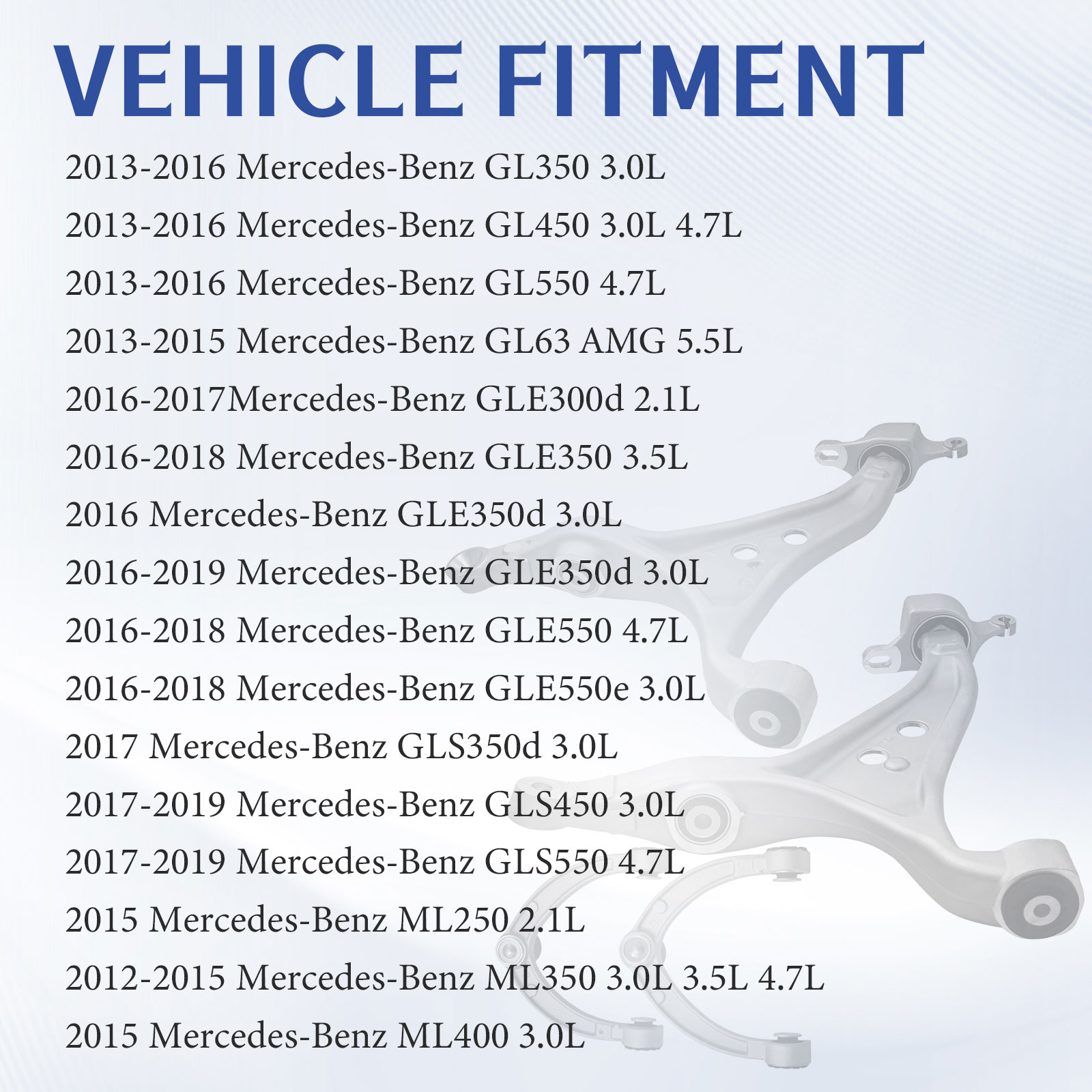 4PCS Front Lower & Upper Control Arms for 2012-2018 Mercedes-Benz X166 GL350 GL450 W166 ML250