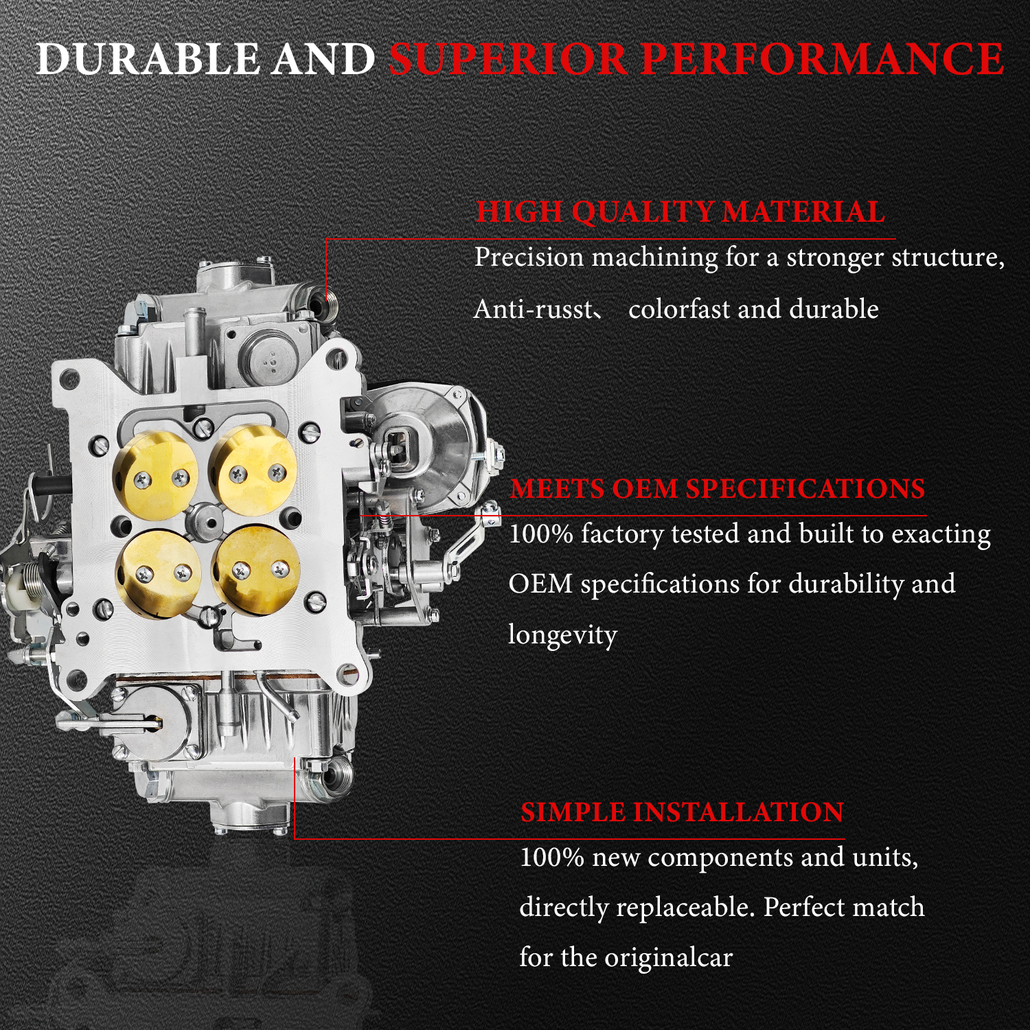 0-3310S Carburetor 4-Barrel 750 CFM Vacuum Manual Choke Fits for Holley Model 4160 Street Performance