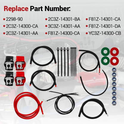 Battery Cable Kit for 1999-2003 Ford Superduty F250 F350 Excursion 7.3L Power Stroke Diesel Engine 2/0 Wire with 90 Degree Bend Atstarter