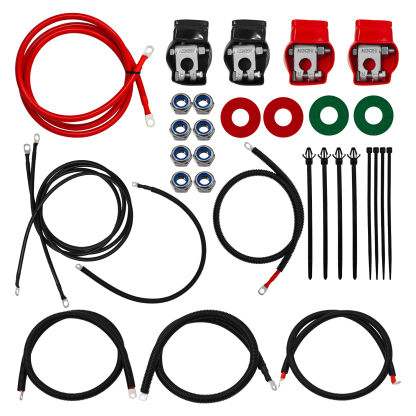 Battery Cable Kit for 1999-2003 Ford Superduty F250 F350 Excursion 7.3L Power Stroke Diesel Engine 2/0 Wire with 90 Degree Bend Atstarter