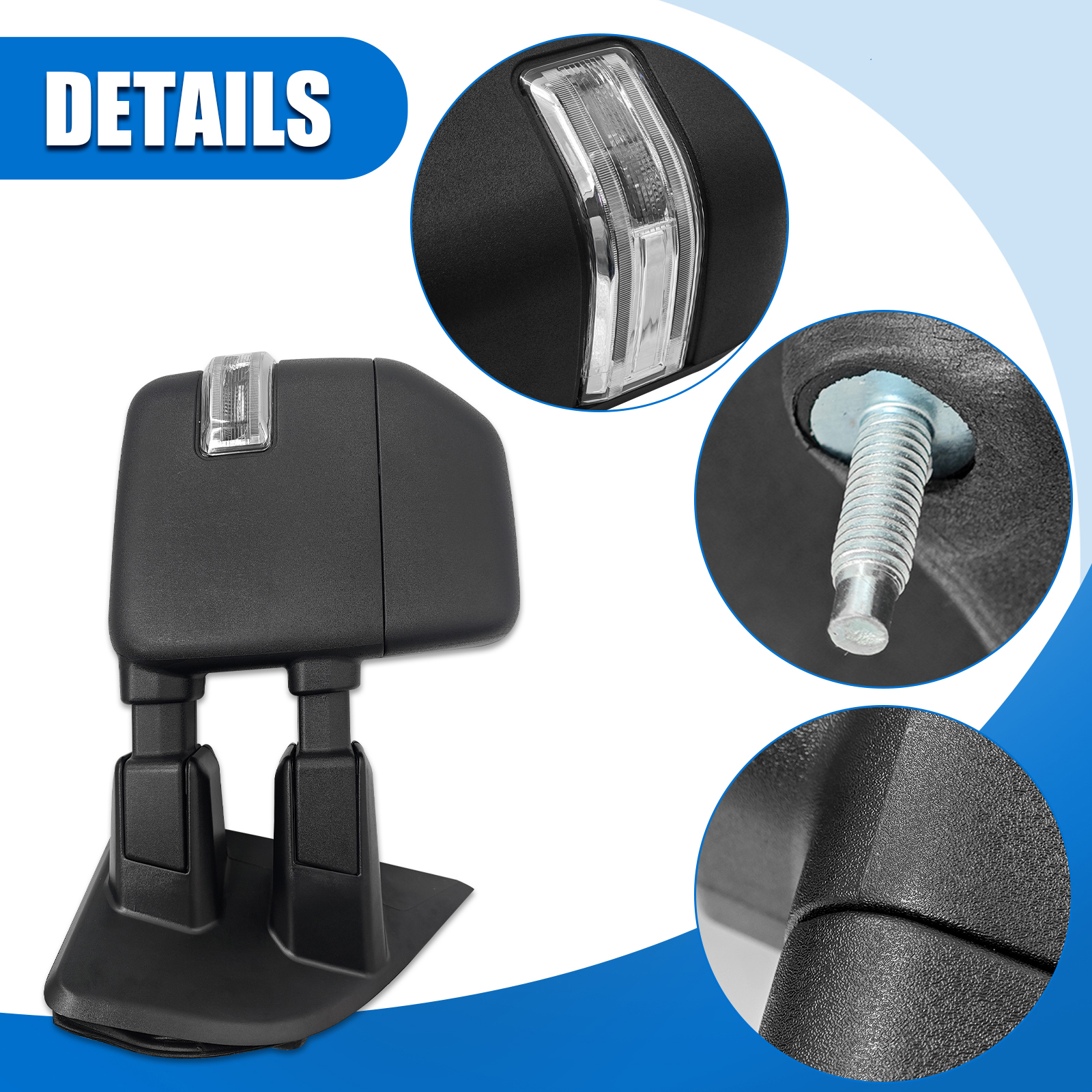 Tow Mirror Fits Right Passenger Side fit for 2023 2024 Ford F250/F350/F450/F600 Support Power Glass Adjust Heated Manual Folding with Turn Signal Light Temperature Sensor BSM Signal Light