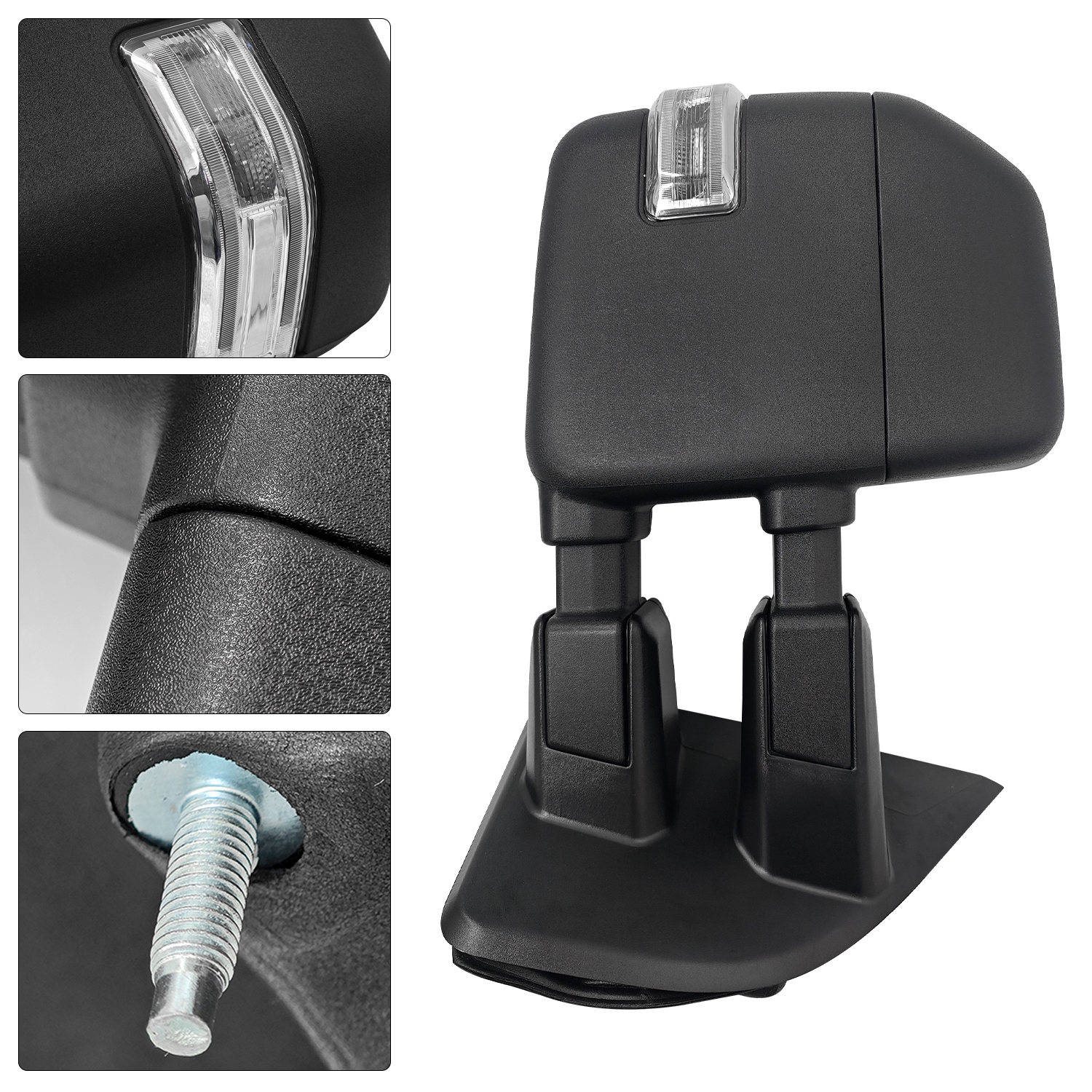 Tow Mirror Fits Right Passenger Side fit for 2023 2024 Ford F250/F350/F450/F600 Support Power Glass Adjust Heated Manual Folding with Turn Signal Light Temperature Sensor BSM Signal Light