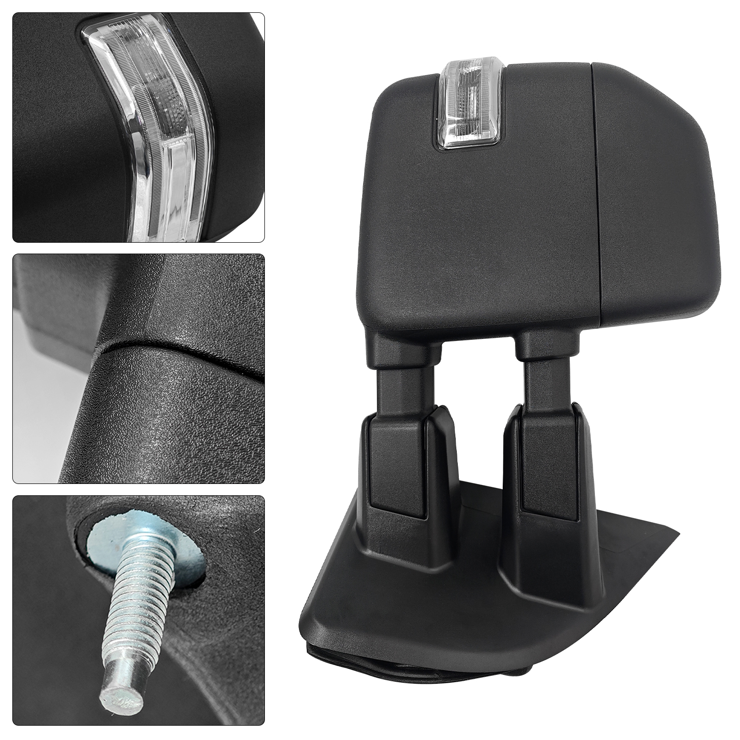 Tow Mirror Fits Right Passenger Side fit for 2023 2024 Ford F250/F350/F450/F600 Support Power Glass Adjust Heated Manual Folding with Turn Signal Light Temperature Sensor BSM Signal Light