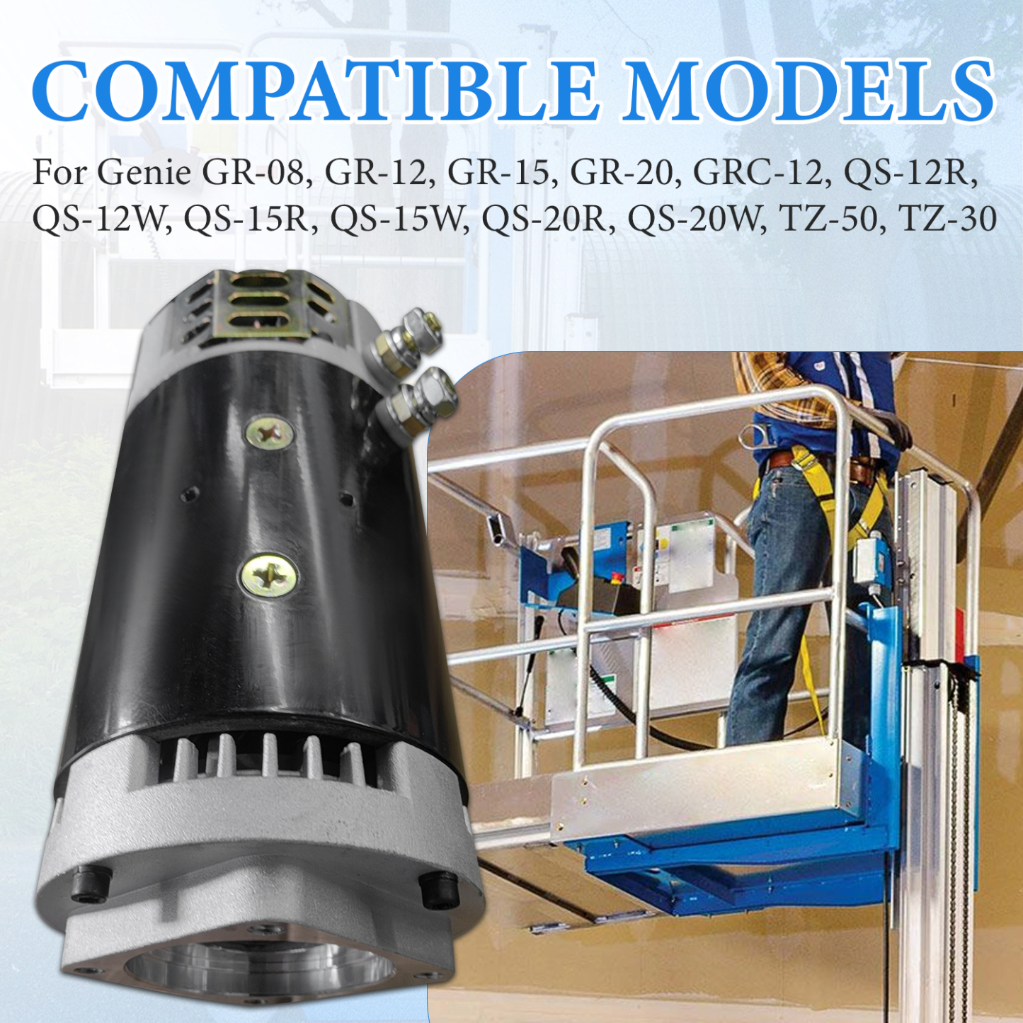 24 Volt DC Motor Compatible with Genie GR-12 GR-15 GR-20 QS-12 QS-15 TMZ-50/30
