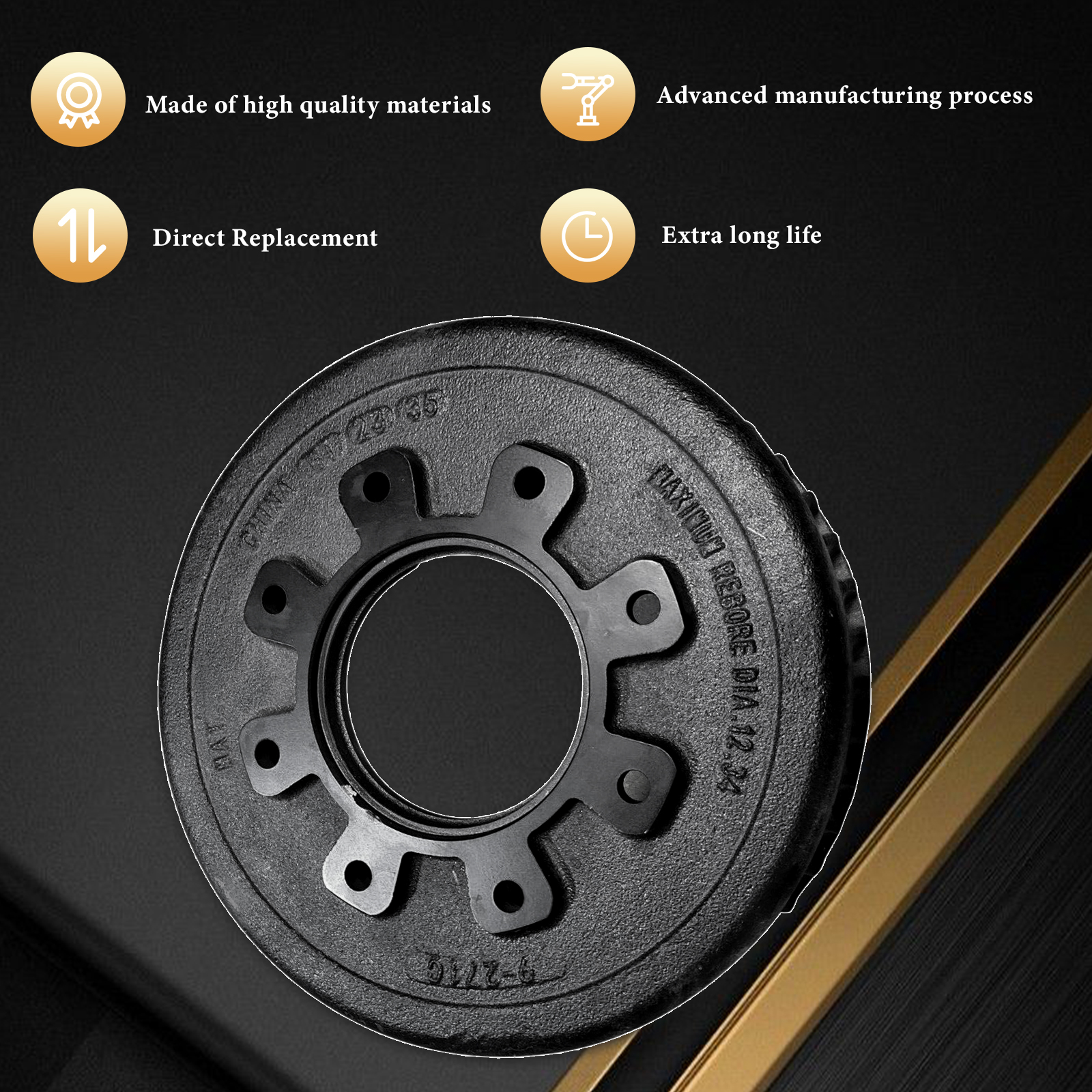 Trailer Brake Drum 10K 12.25" x 4" Axles Fits for 9-27 99-27 Drum Trailer 00902701