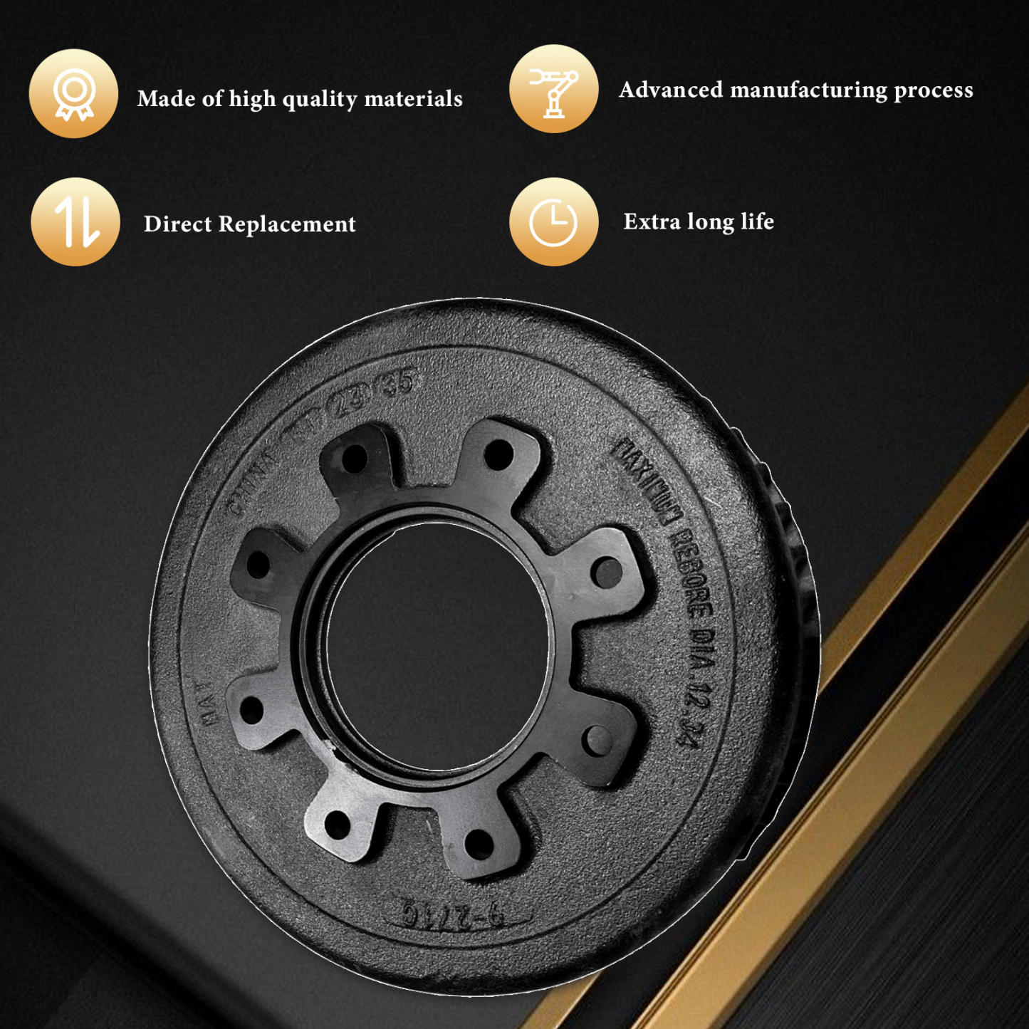 Trailer Brake Drum 10K 12.25" x 4" Axles Fits for 9-27 99-27 Drum Trailer 00902701