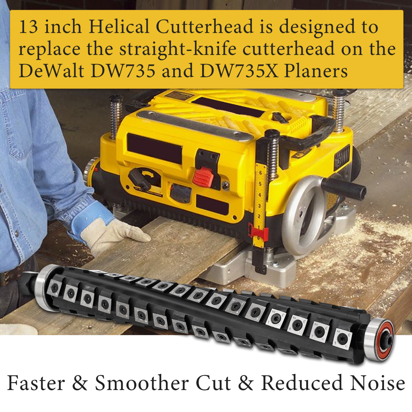 DeWalt DW735 DW735X Thickness Planer 13 inch Sprial Helical Cutterhead 4 Rows
