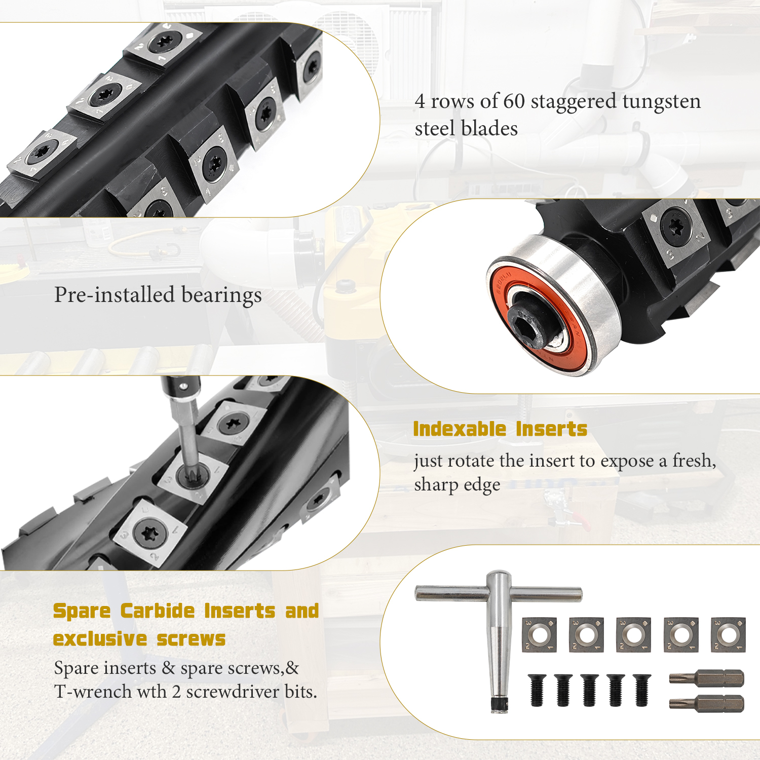 DeWalt DW735 DW735X Thickness Planer 13 inch Sprial Helical Cutterhead 4 Rows