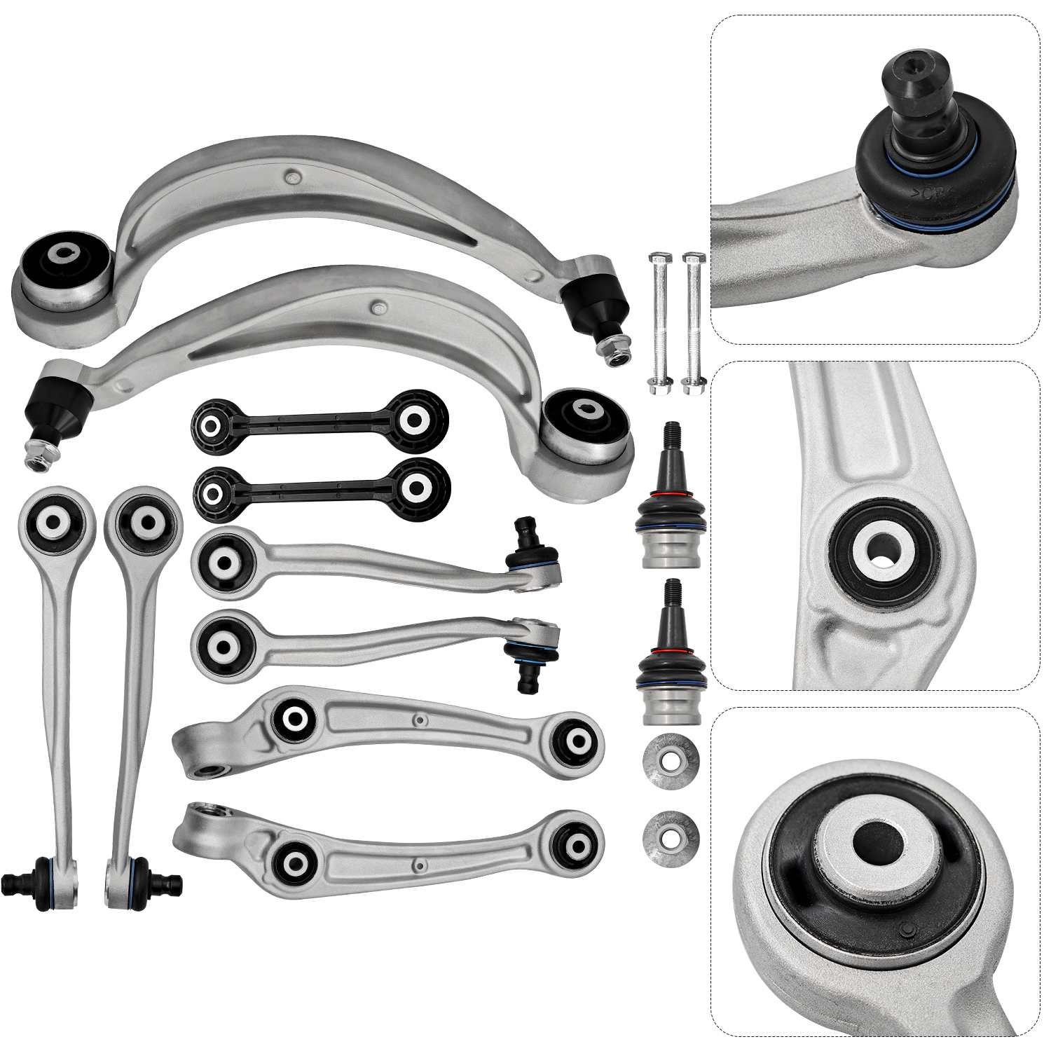 Front Upper & Lower Control Arms W/Ball Joints for Audi A4 A5 S5 A6 A7 Q5 RS5 RS7 S4 S6 SQ5 2008-2018