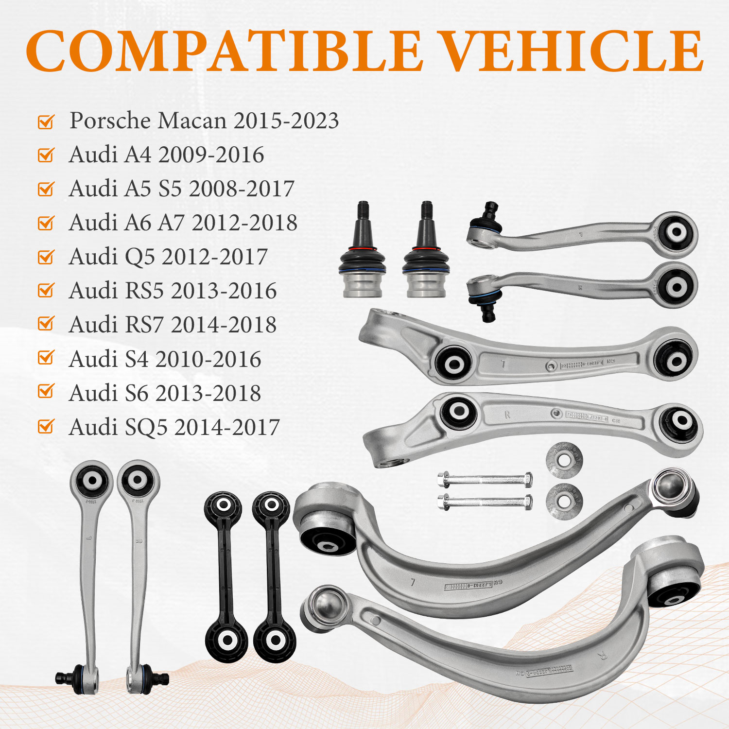 Front Upper & Lower Control Arms W/Ball Joints for Audi A4 A5 S5 A6 A7 Q5 RS5 RS7 S4 S6 SQ5 2008-2018