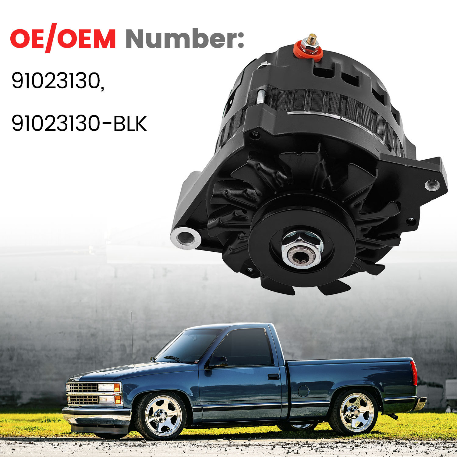 Alternator 12V 220 Amp V-Belt Pulley For GM 1985-1993 2.5L 2.8L 3.0L 4.8L 5.0L 5.7L 6.2L 6.5L 7.4L