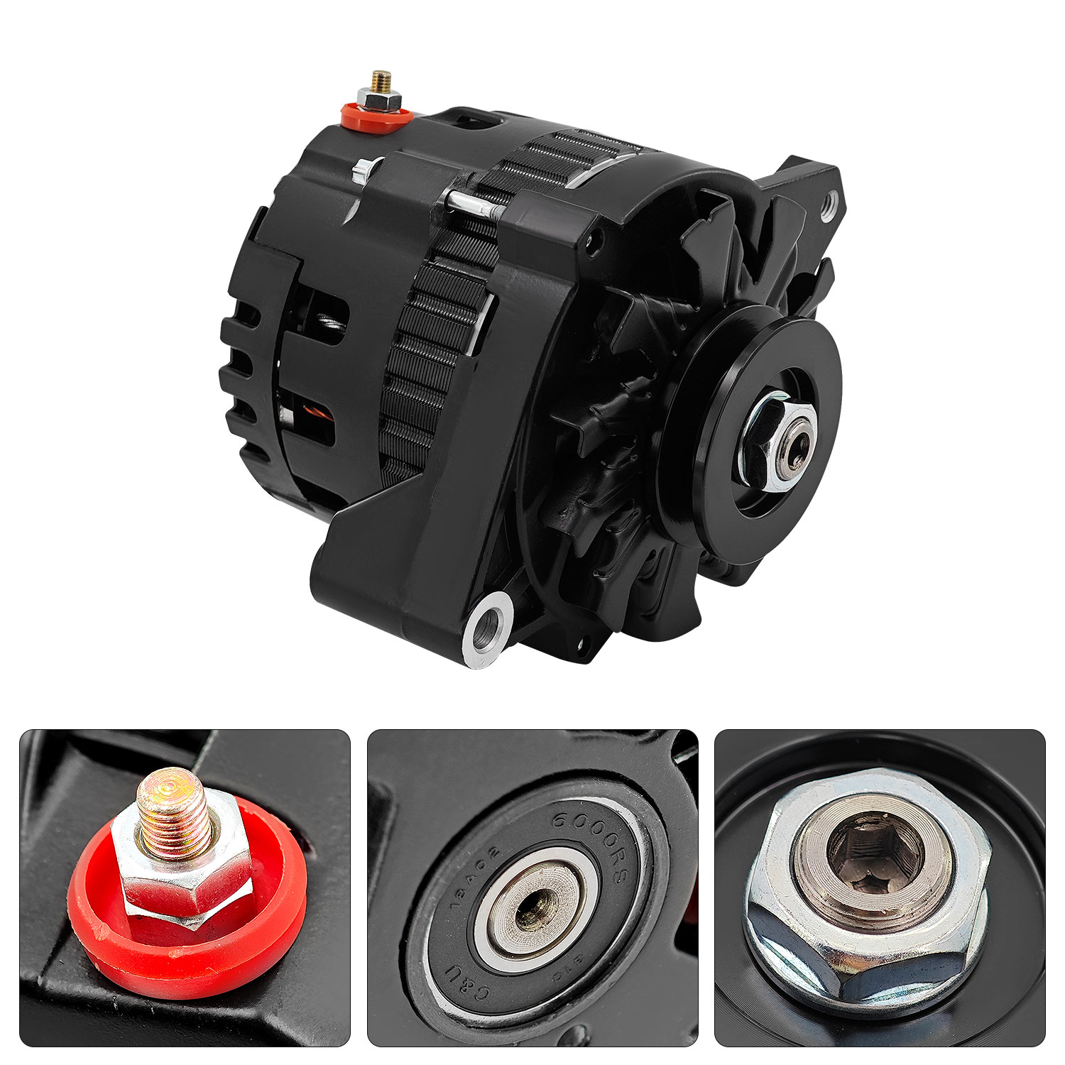 Alternator 12V 220 Amp V-Belt Pulley For GM 1985-1993 2.5L 2.8L 3.0L 4.8L 5.0L 5.7L 6.2L 6.5L 7.4L