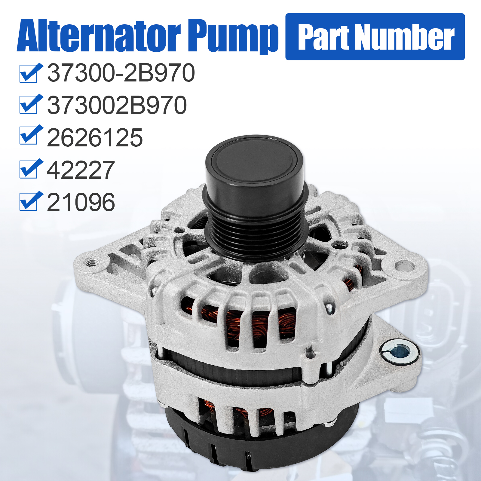 Alternator Replacement for Hyundai Accent L4 1.6L 2018-2019 - Kia Soul Rio Seltos L4 1.6L 2017-2021 130A 12V