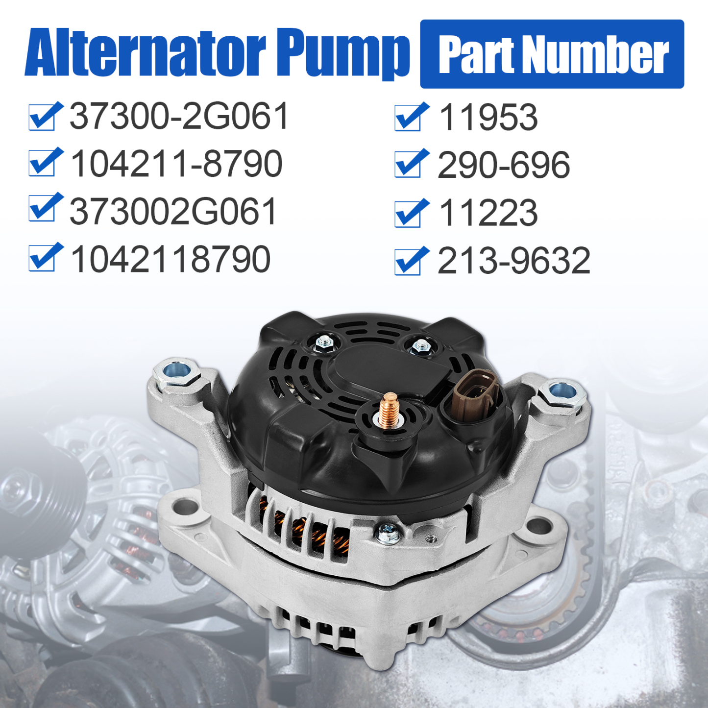 Alternator 12V 150A Replacement for Hyundai Sonata/Santa Fe/Santa Fe Sport 2.0L 2.4L 2015-2019