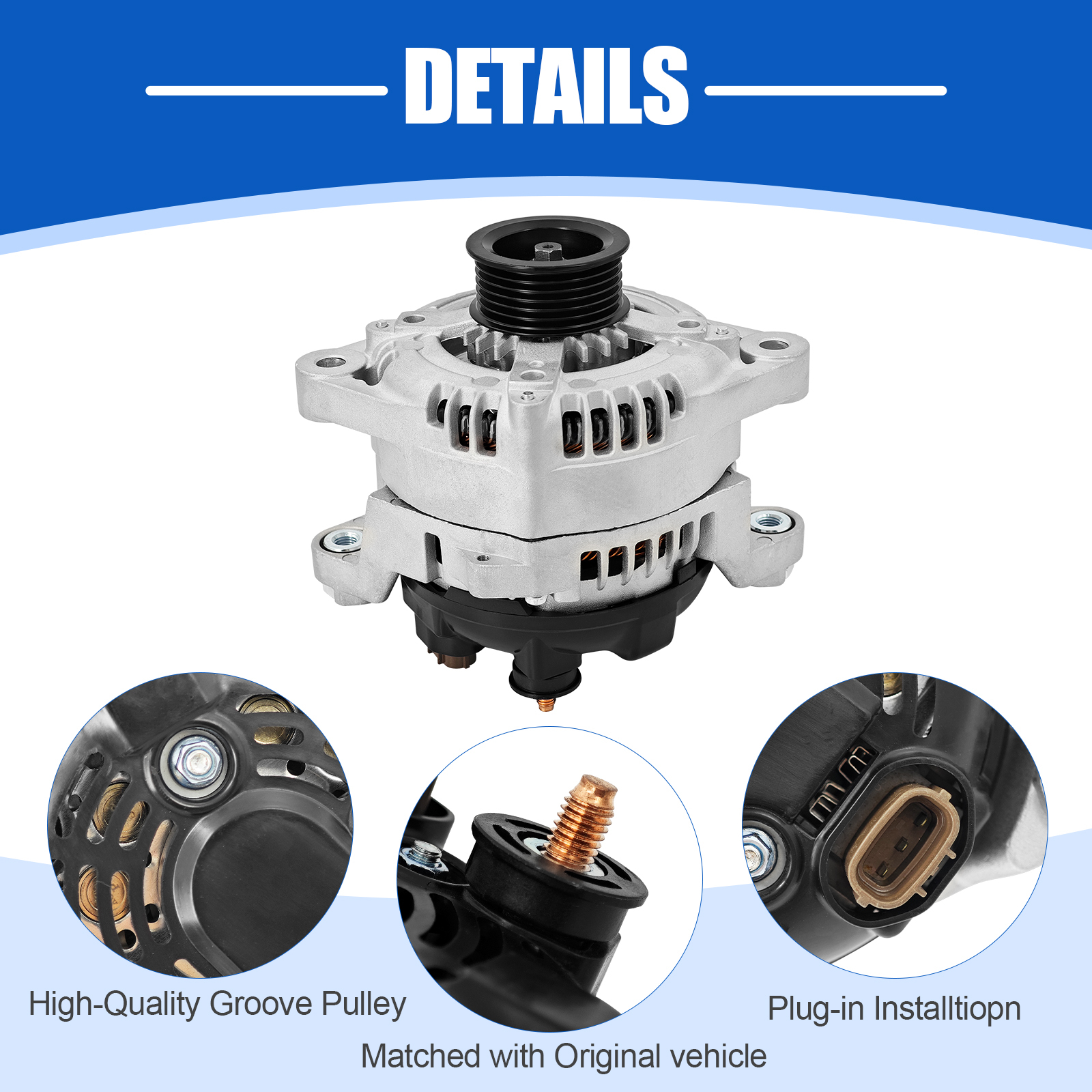 Alternator 12V 150A Replacement for Hyundai Sonata/Santa Fe/Santa Fe Sport 2.0L 2.4L 2015-2019
