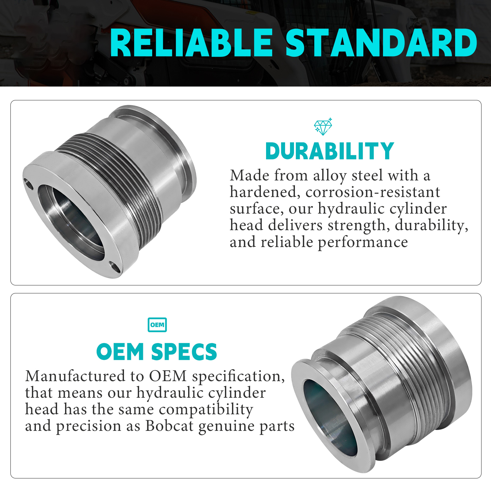 6539236 Hydraulic Lift Cylinder Head fit for Bobcat 1213 220 320 322 323 324 331 334 430 753 763 773 7753 825 843 853 E14 E16 E17 E19 E20 S150 S160 S510 S550 T180 T550