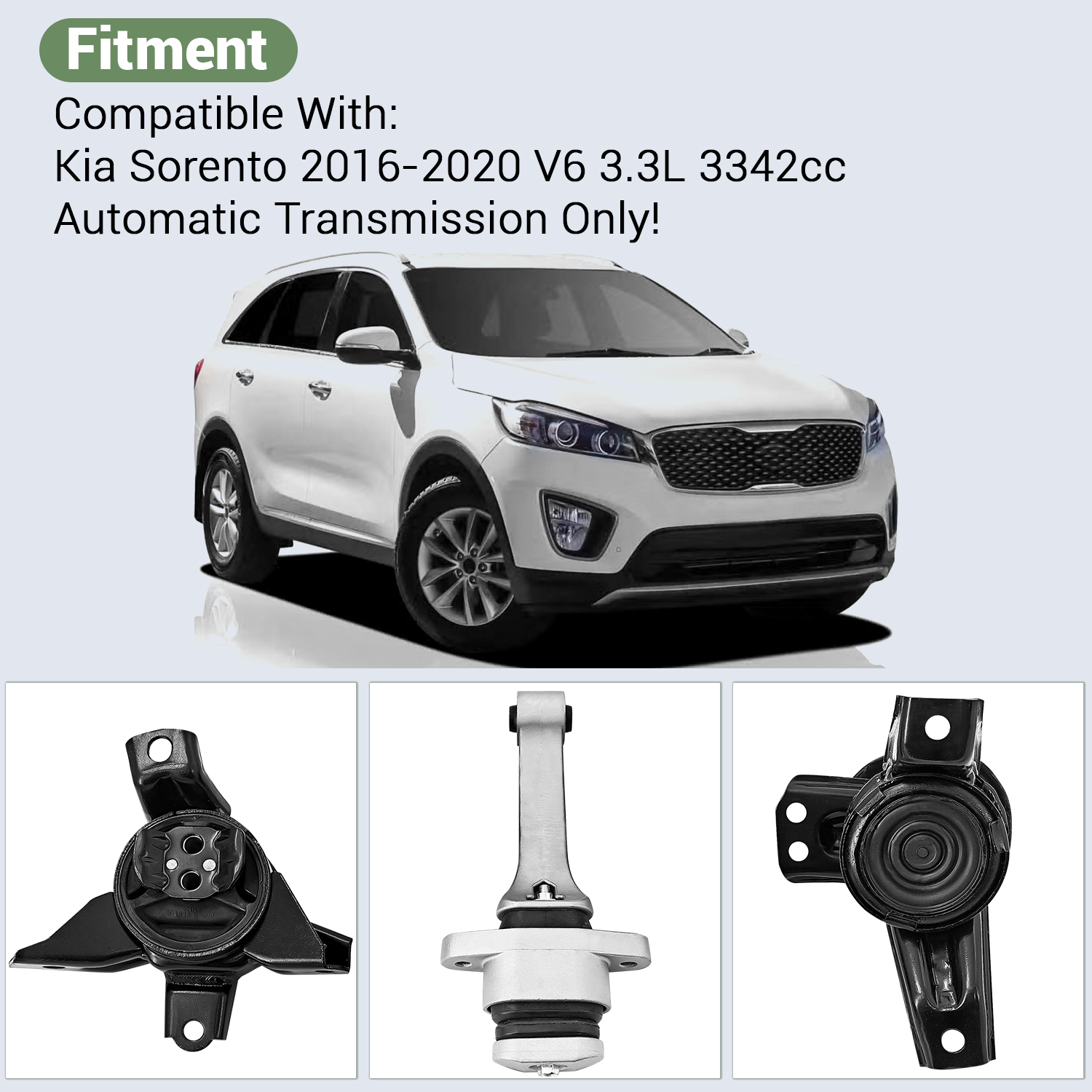 Engine Motor & Transmission Mount Set For Kia Sorento 3.3L at Only-FWD 2016-2020
