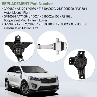 Engine Motor & Transmission Mount Set For Kia Sorento 3.3L at Only-FWD 2016-2020