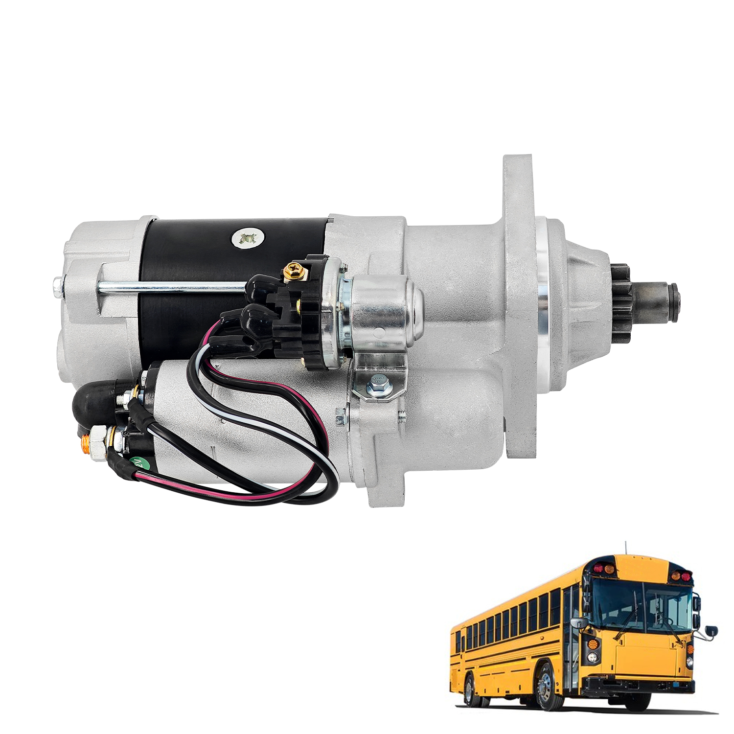 Starter Motor 12V 10T Compatible with Blue Bird Freightliner 108SD Cummins ISB 6.7 Engine