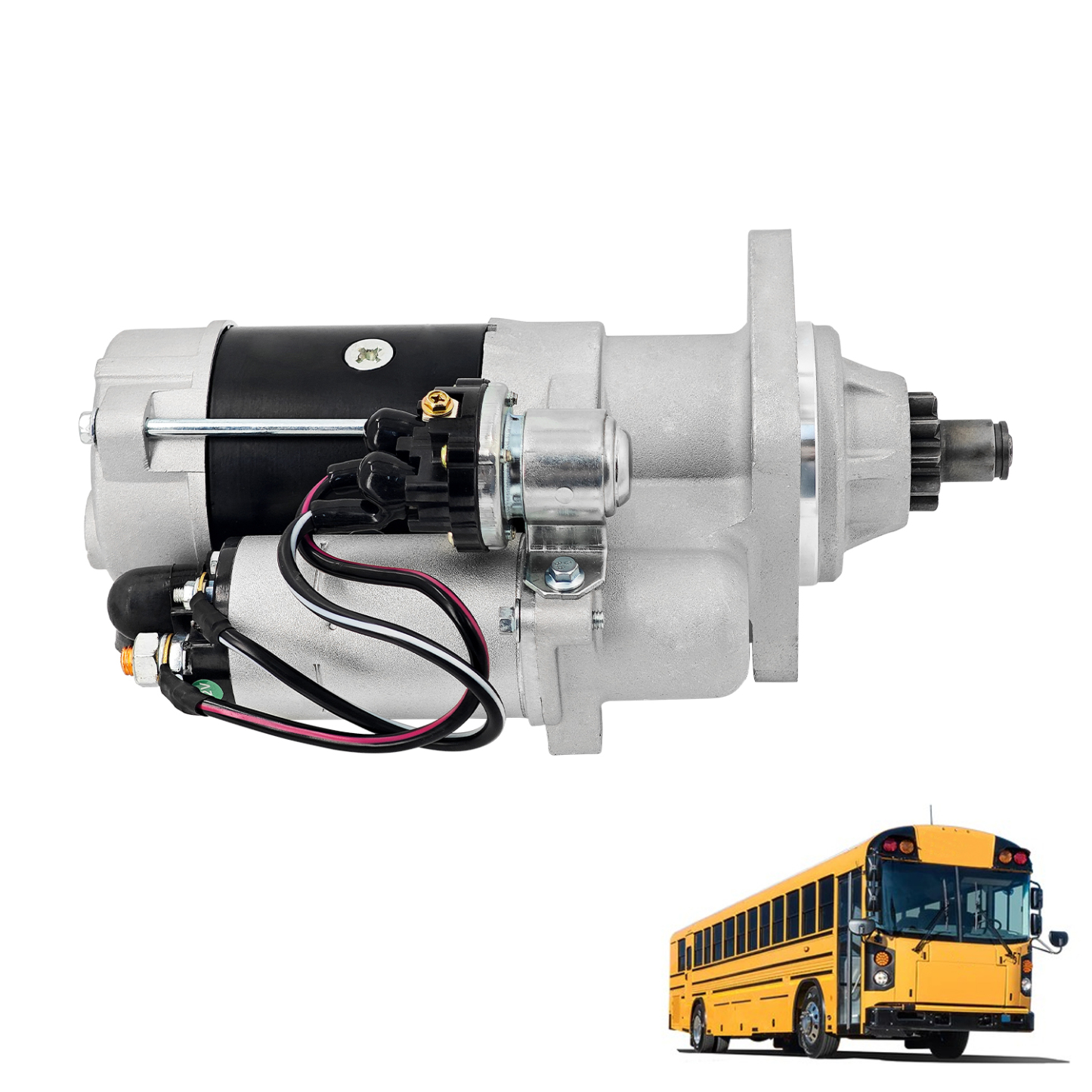 Starter Motor 12V 10T Compatible with Blue Bird Freightliner 108SD Cummins ISB 6.7 Engine