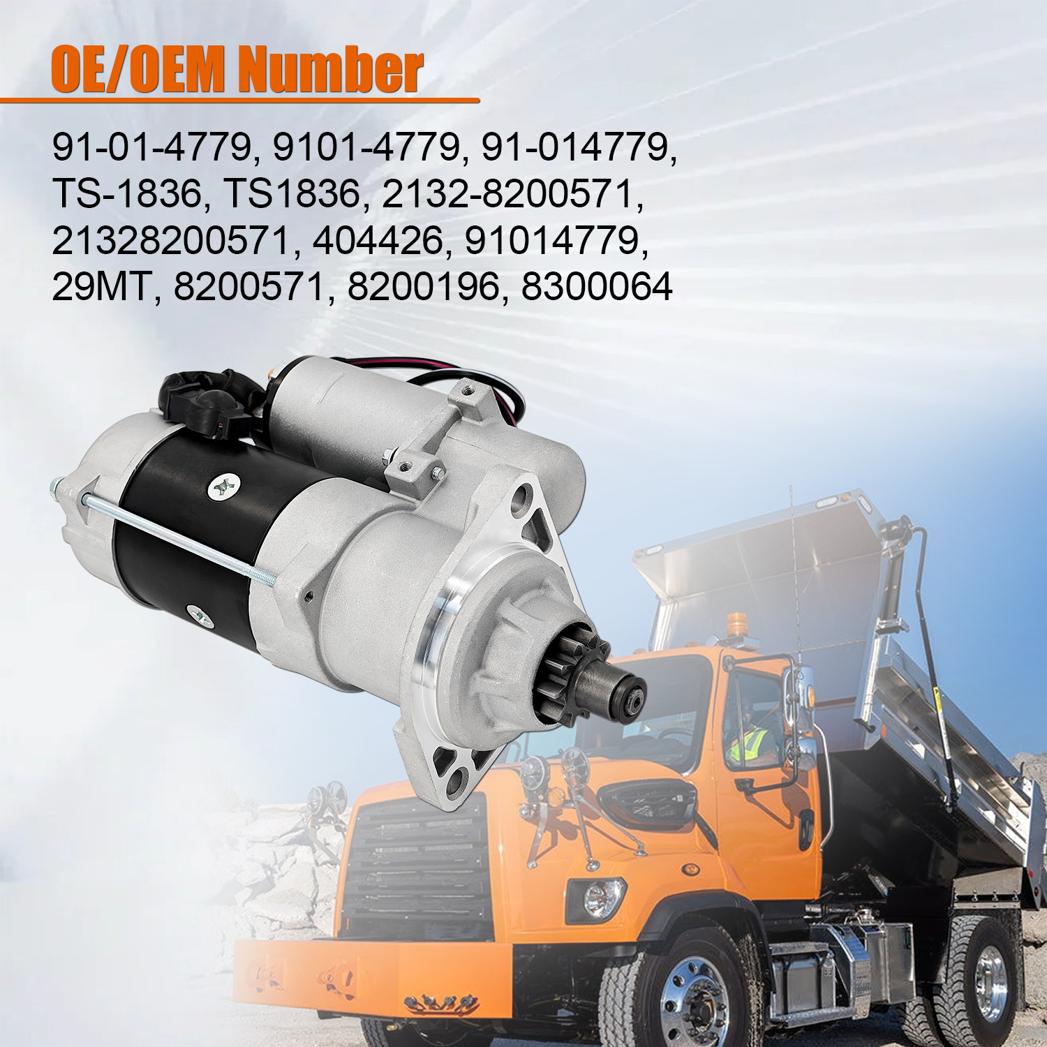 Starter Motor 12V 10T Compatible with Blue Bird Freightliner 108SD Cummins ISB 6.7 Engine