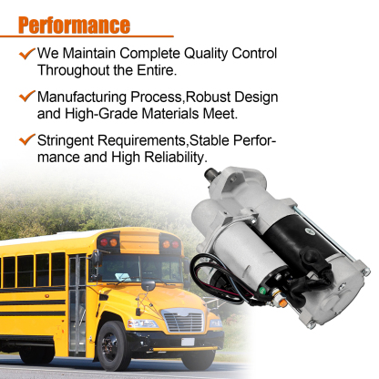 Starter Motor 12V 10T Compatible with Blue Bird Freightliner 108SD Cummins ISB 6.7 Engine