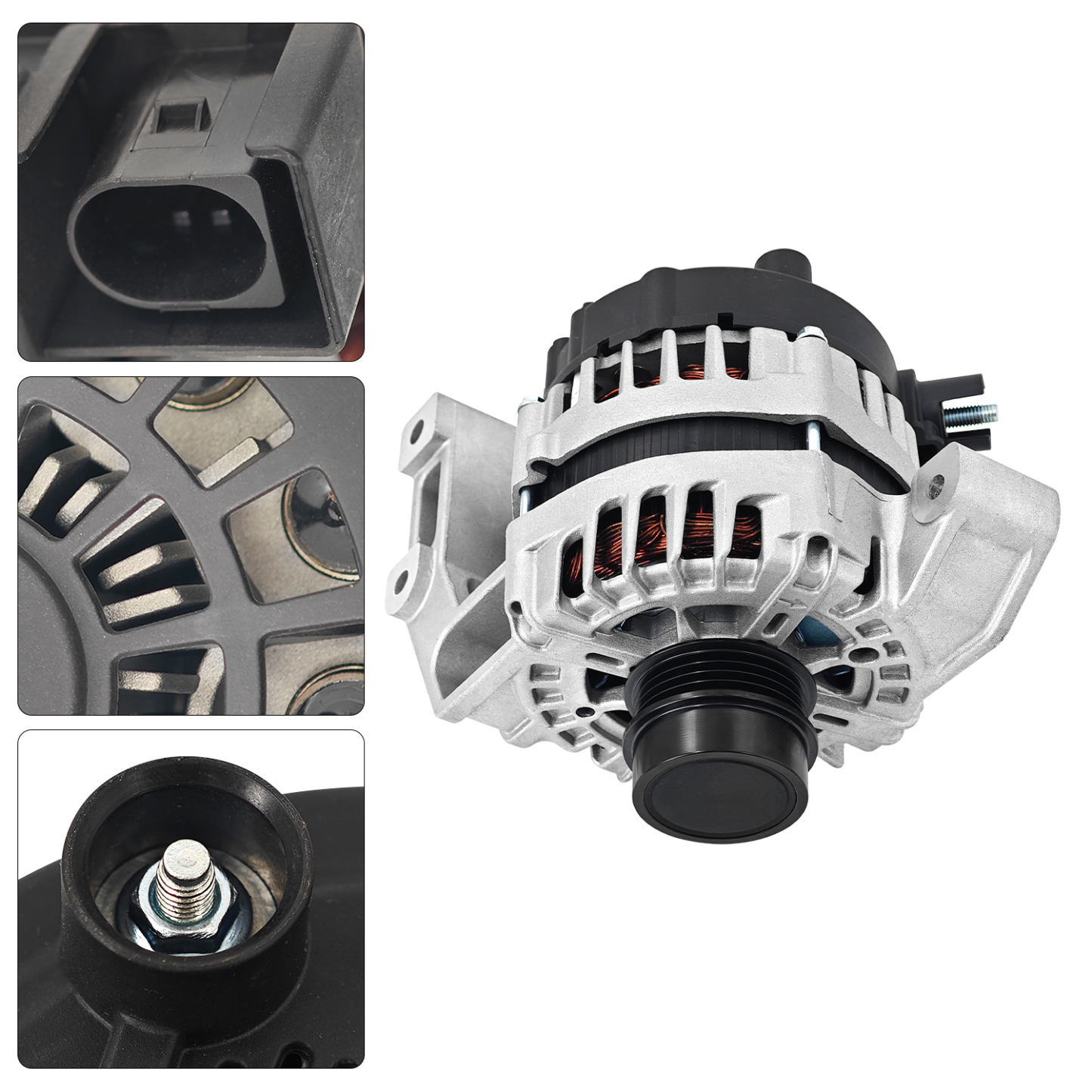 Alternator 12V 150A fit for Ford Focus 2012-2018 L4 2.0L, 4-Groove Decoupler Pulley Clockwise,