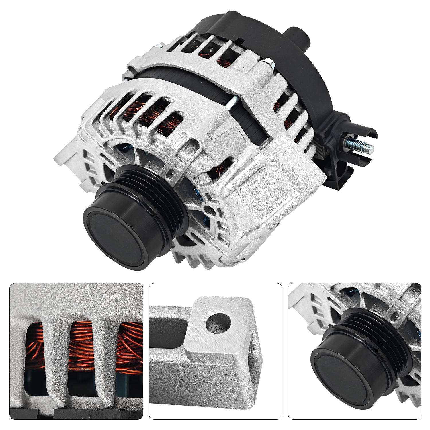Alternator 12V 150A fit for Ford Focus 2012-2018 L4 2.0L, 4-Groove Decoupler Pulley Clockwise,