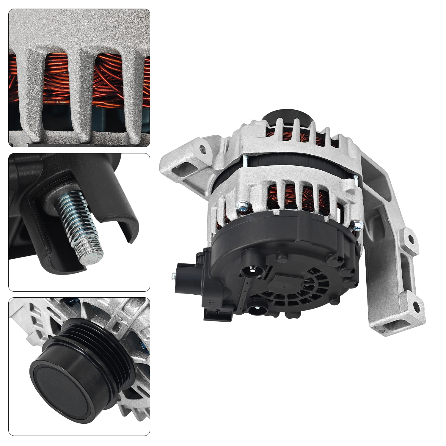 Alternator 12V 150A fit for Ford Focus 2012-2018 L4 2.0L, 4-Groove Decoupler Pulley Clockwise,