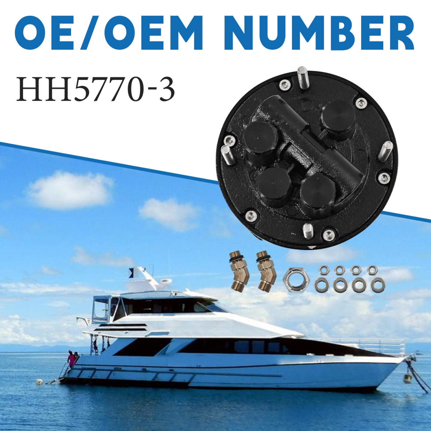 HH5770-3 Marine Hydraulic Helm Pump for Seastar Pro 2.0 Front Mount Outboard Boats