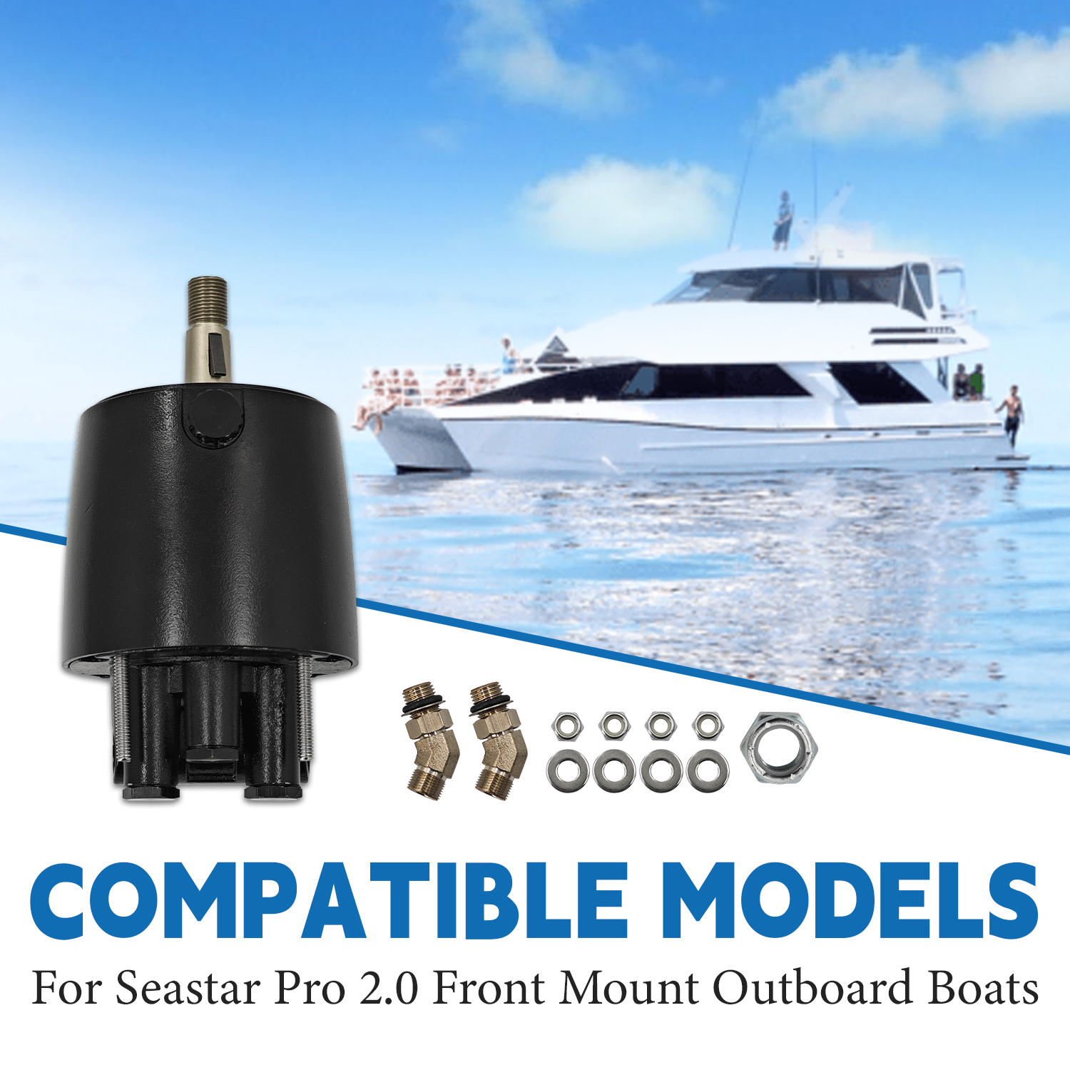 HH5770-3 Marine Hydraulic Helm Pump for Seastar Pro 2.0 Front Mount Outboard Boats