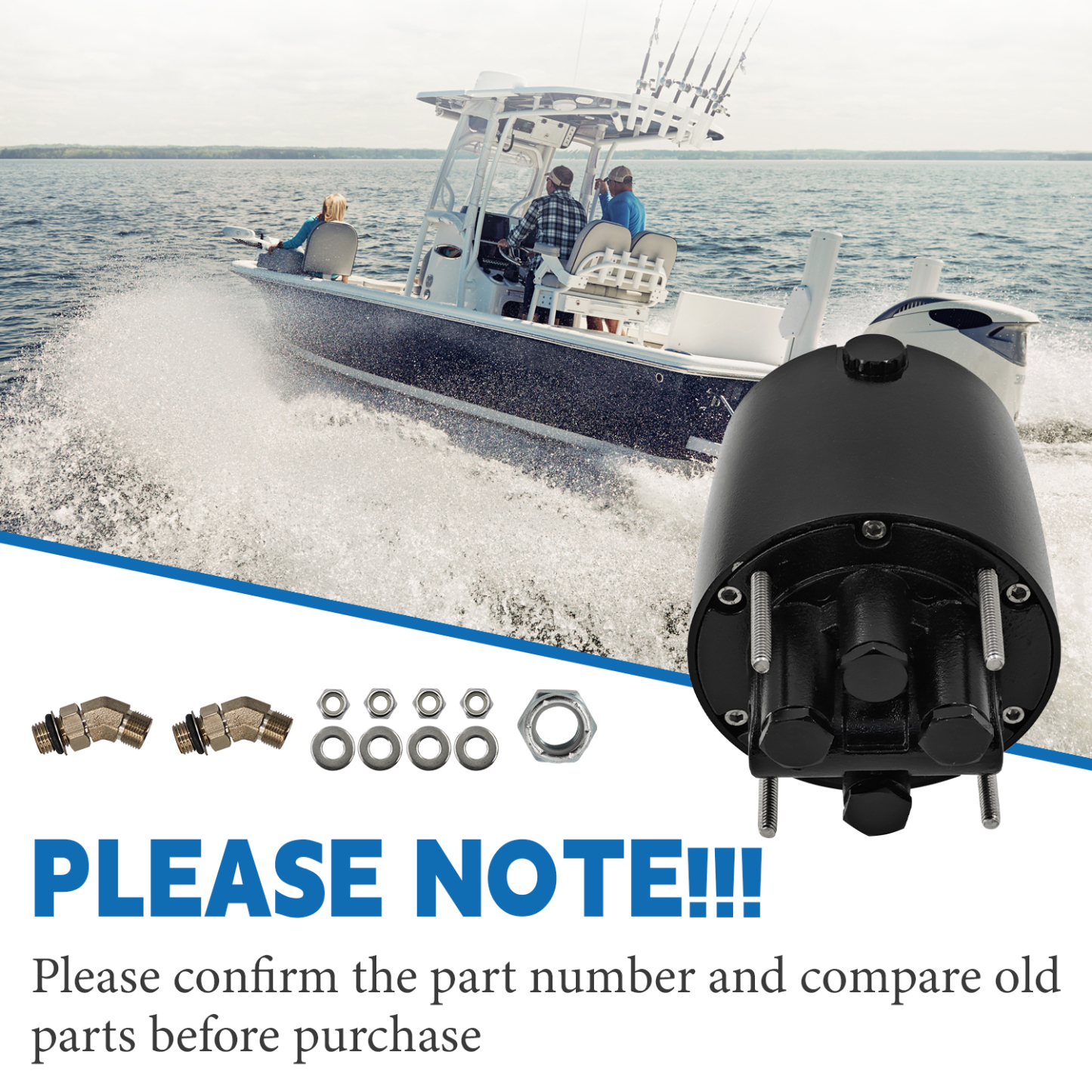 HH5770-3 Marine Hydraulic Helm Pump for Seastar Pro 2.0 Front Mount Outboard Boats